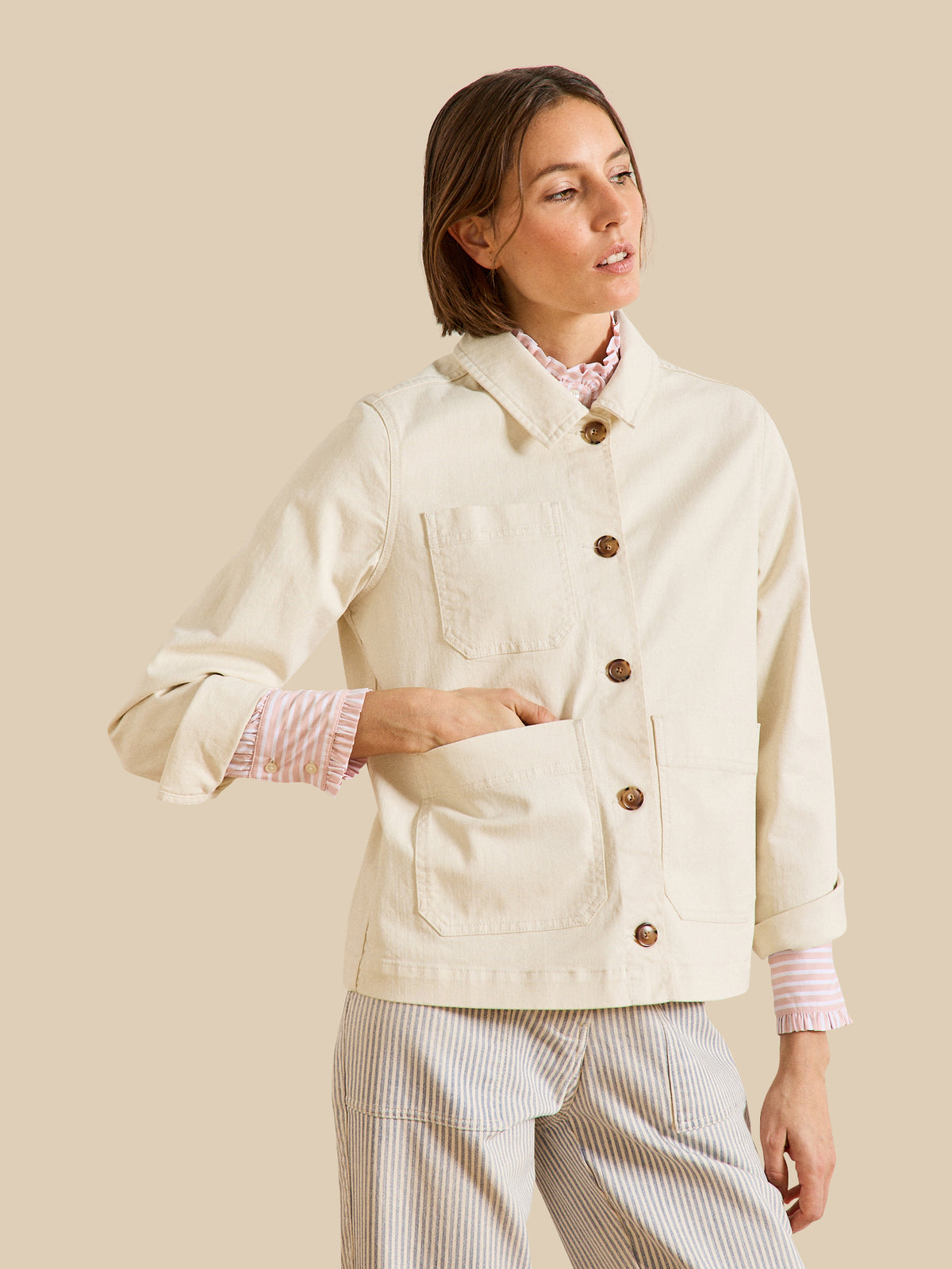 Women's cotton denim utility jacket