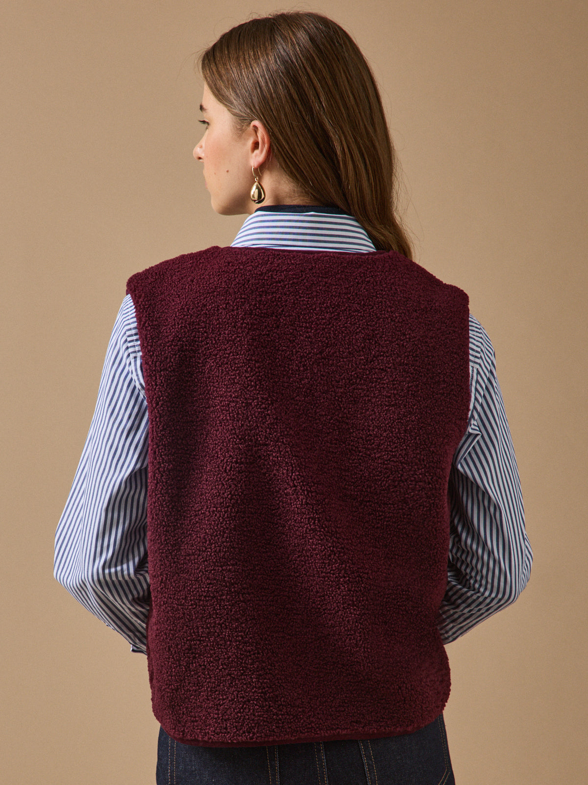 Veste sans manches en sherpa femme