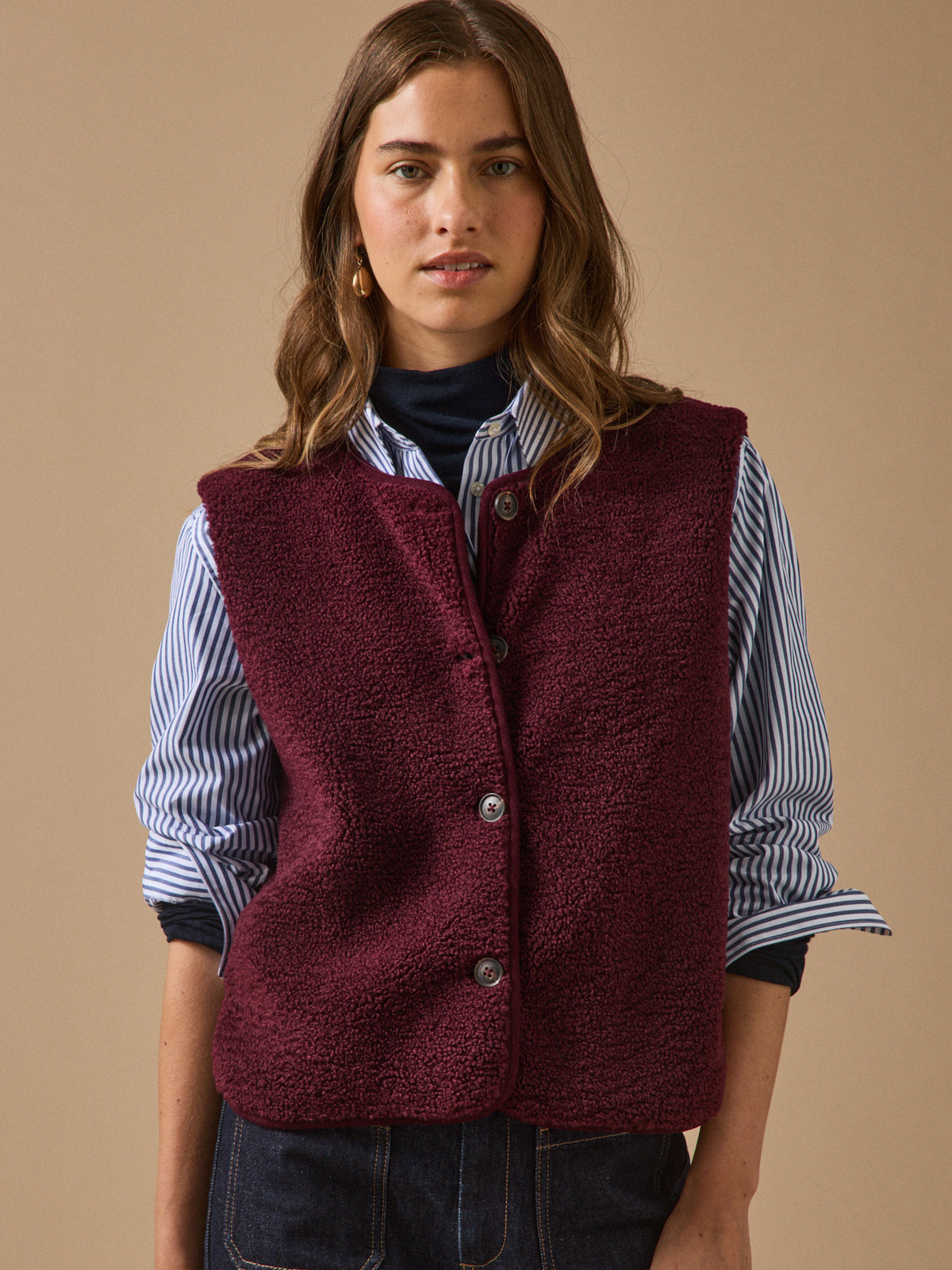 Veste sans manches en sherpa femme