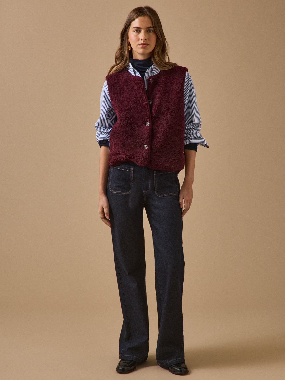 Veste sans manches en sherpa femme