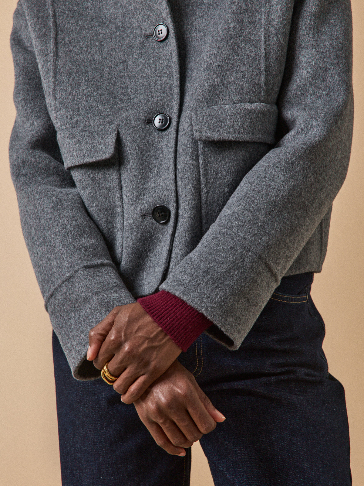 Women's double-sided woolen button jacket