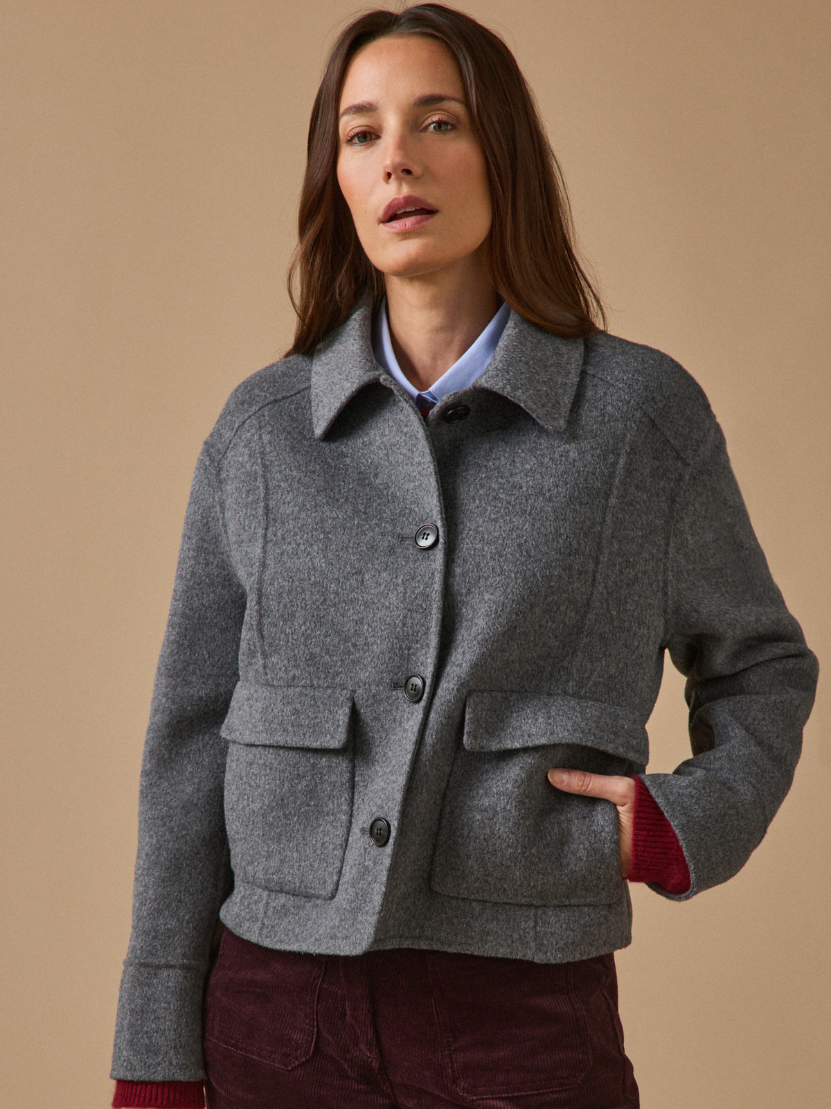 Women's double-sided woolen button jacket