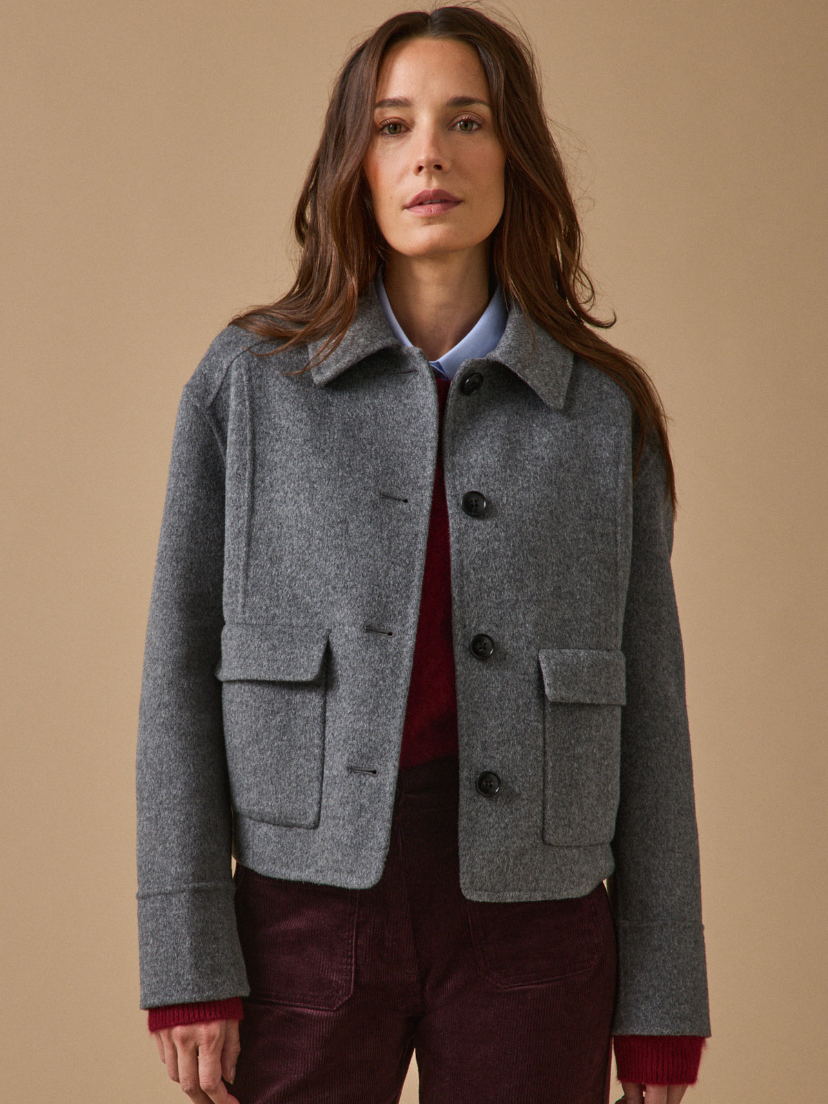 Women's double-sided woolen button jacket