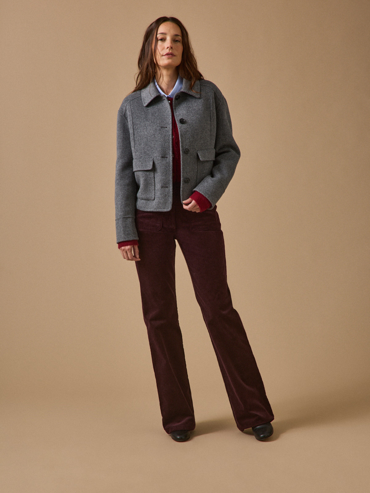 Women's double-sided woolen button jacket