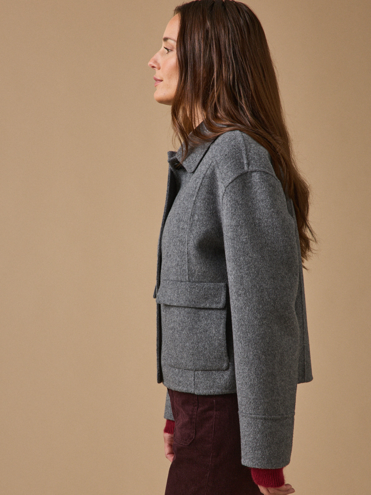 Women's double-sided woolen button jacket