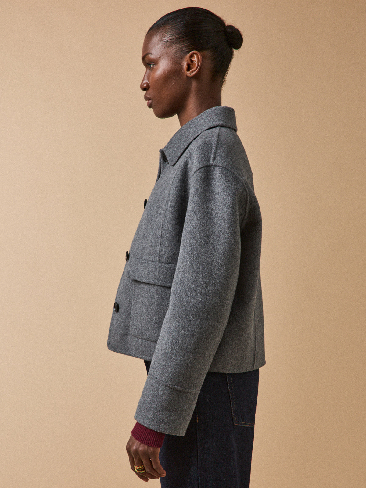 Women's double-sided woolen button jacket