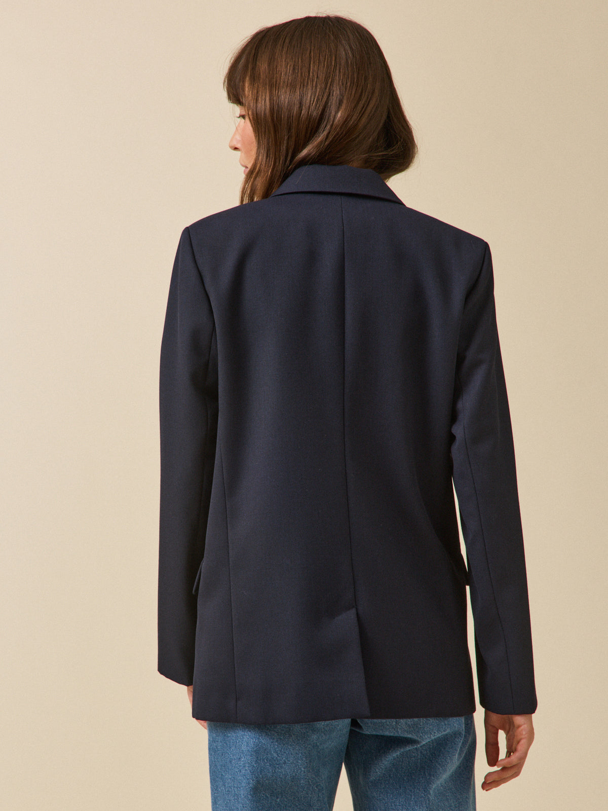 Women's plain twill blazer with golden buttons