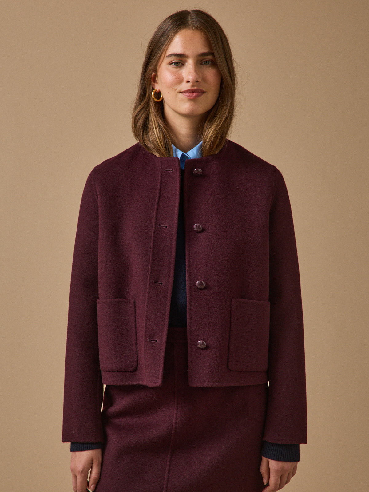 Veste lainage double face femme