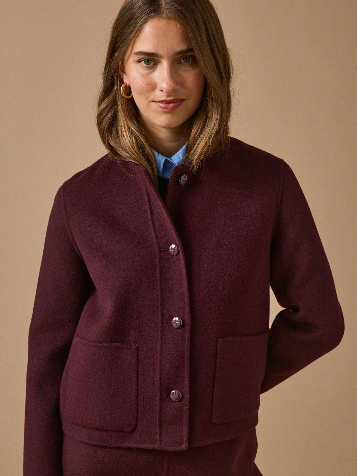 Veste lainage double face femme