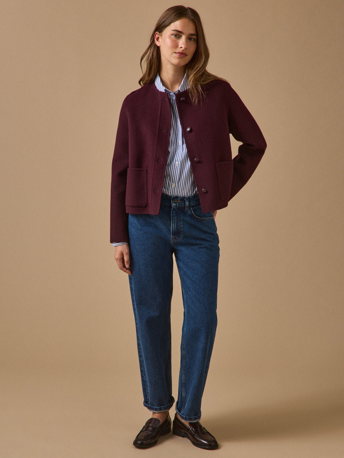 Veste lainage double face femme