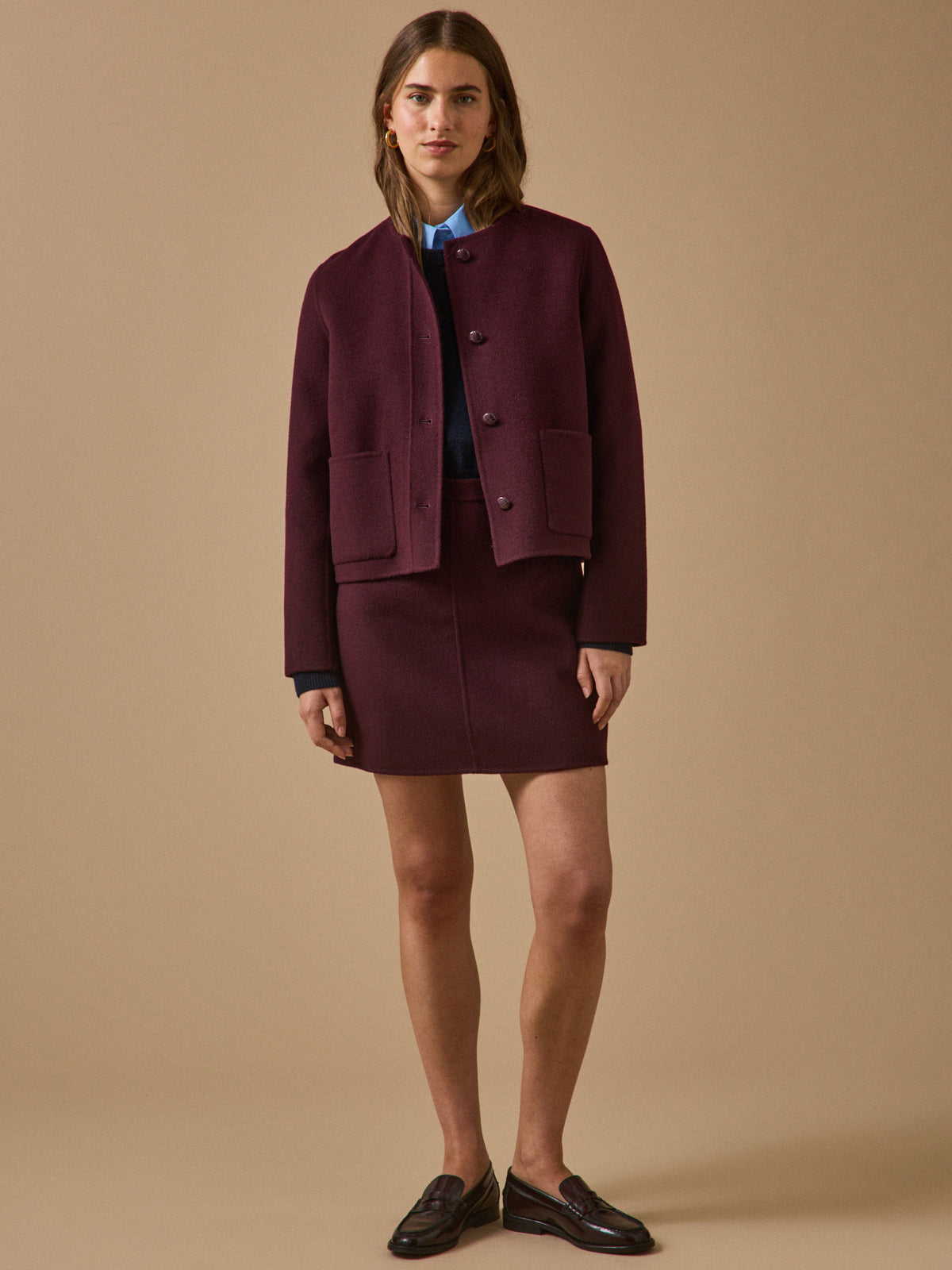 Veste lainage double face femme