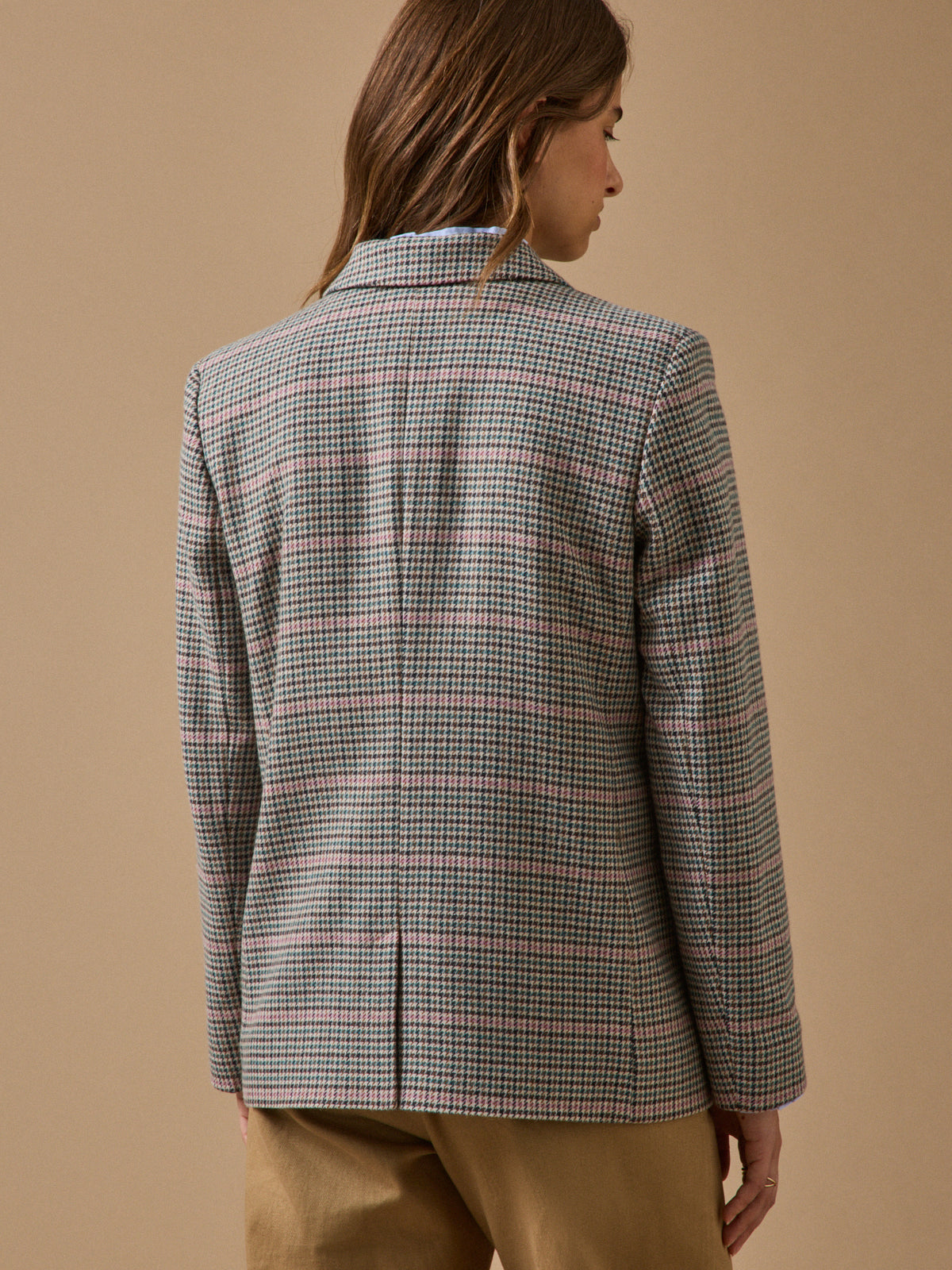 Veste blazer lainage pied-de-poule femme