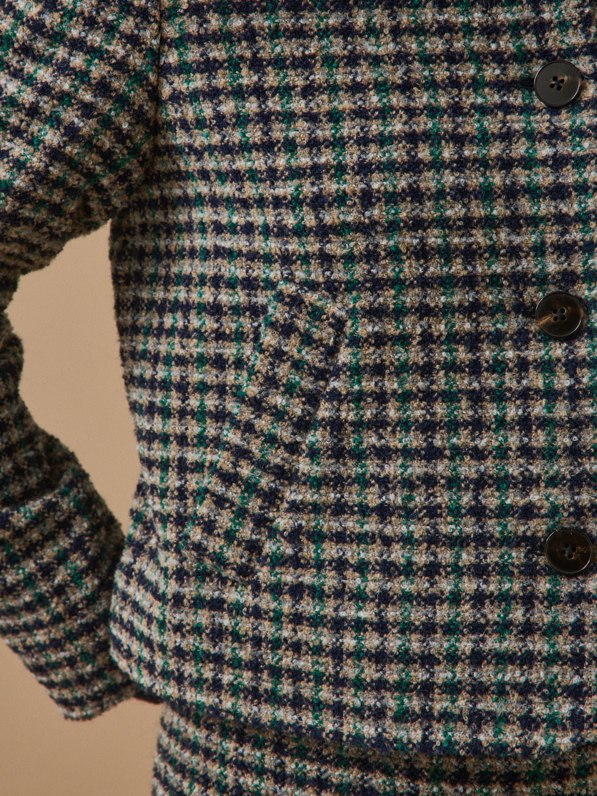 Veste tweed carreaux femme