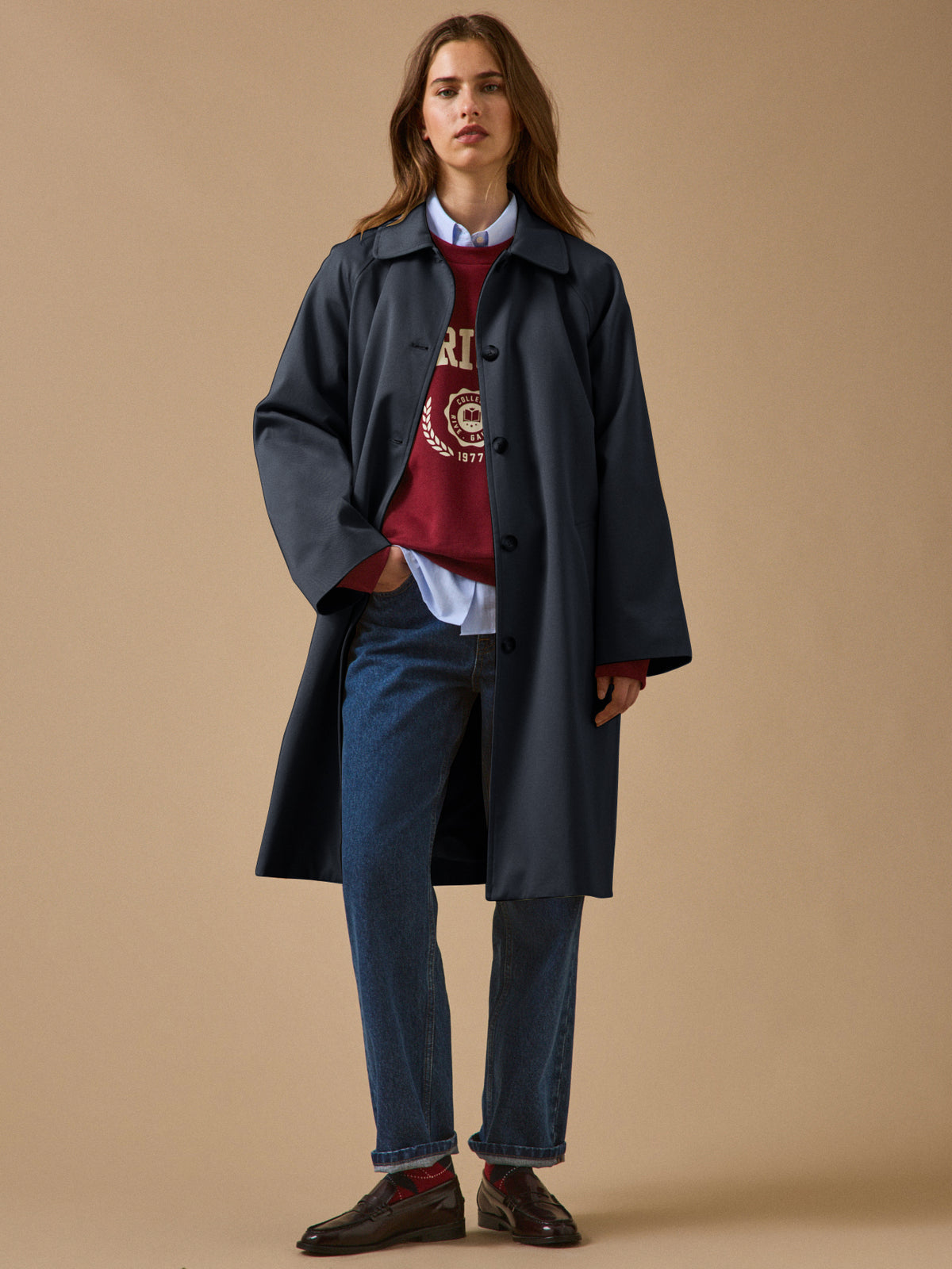 Trench long coton biologique femme