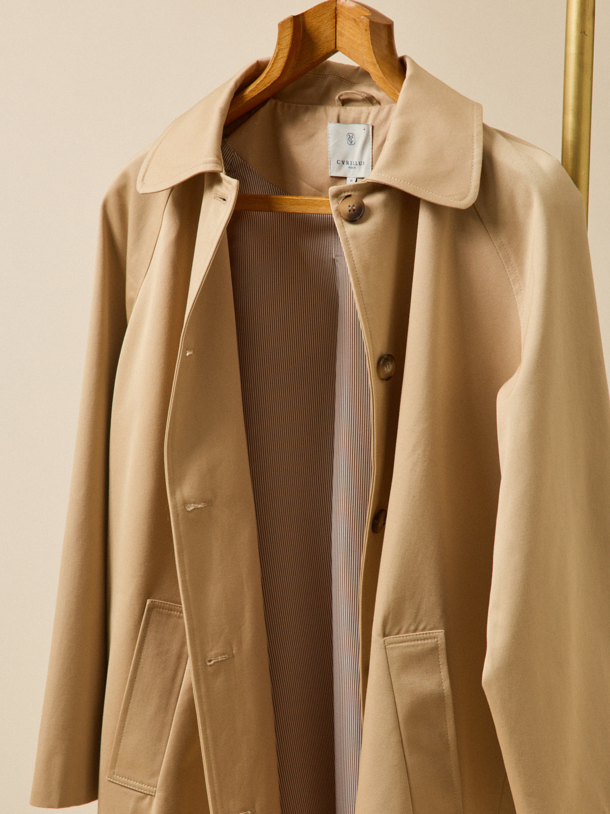 Women's long organic cotton trench coat