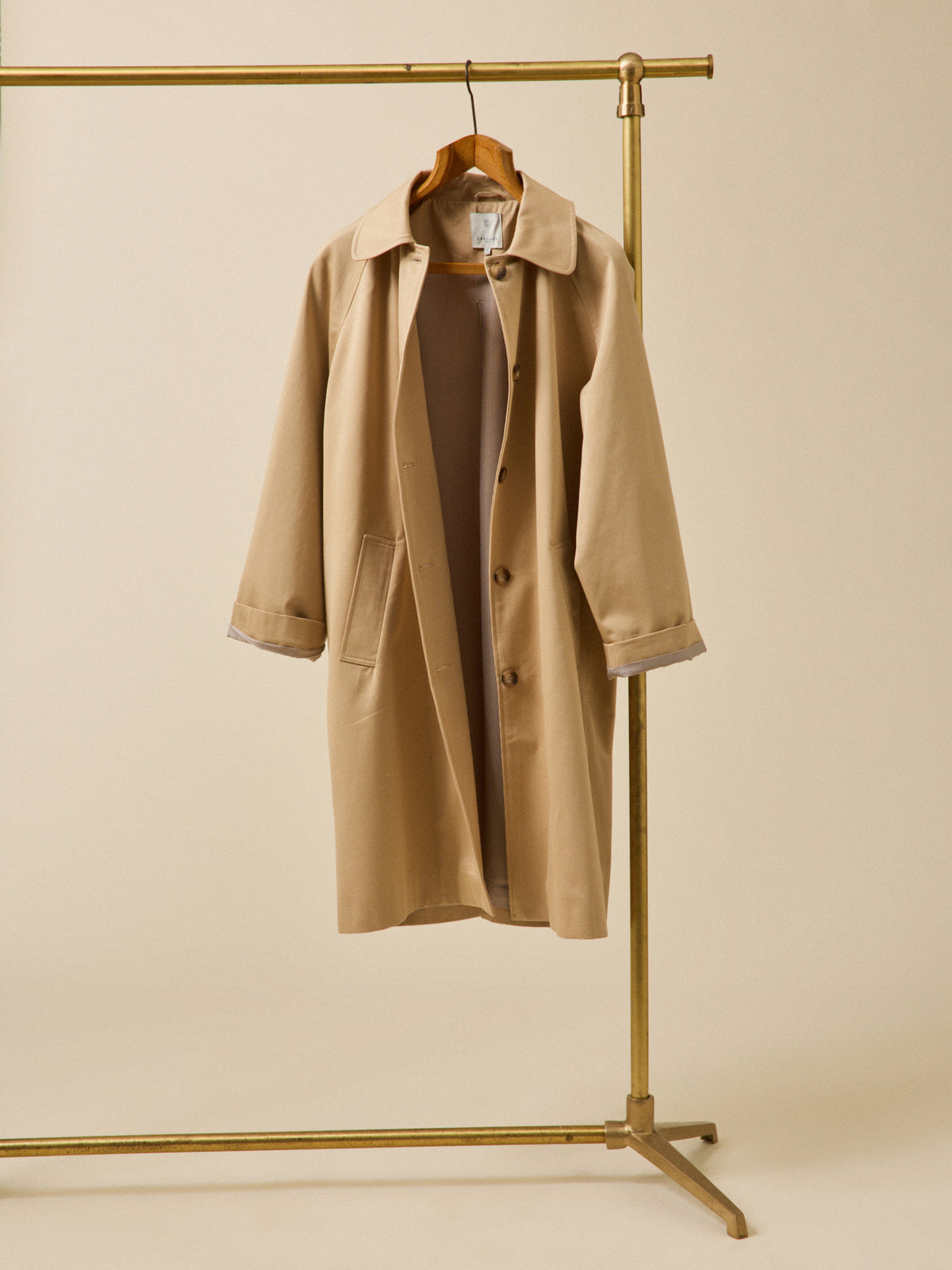 Women's long organic cotton trench coat