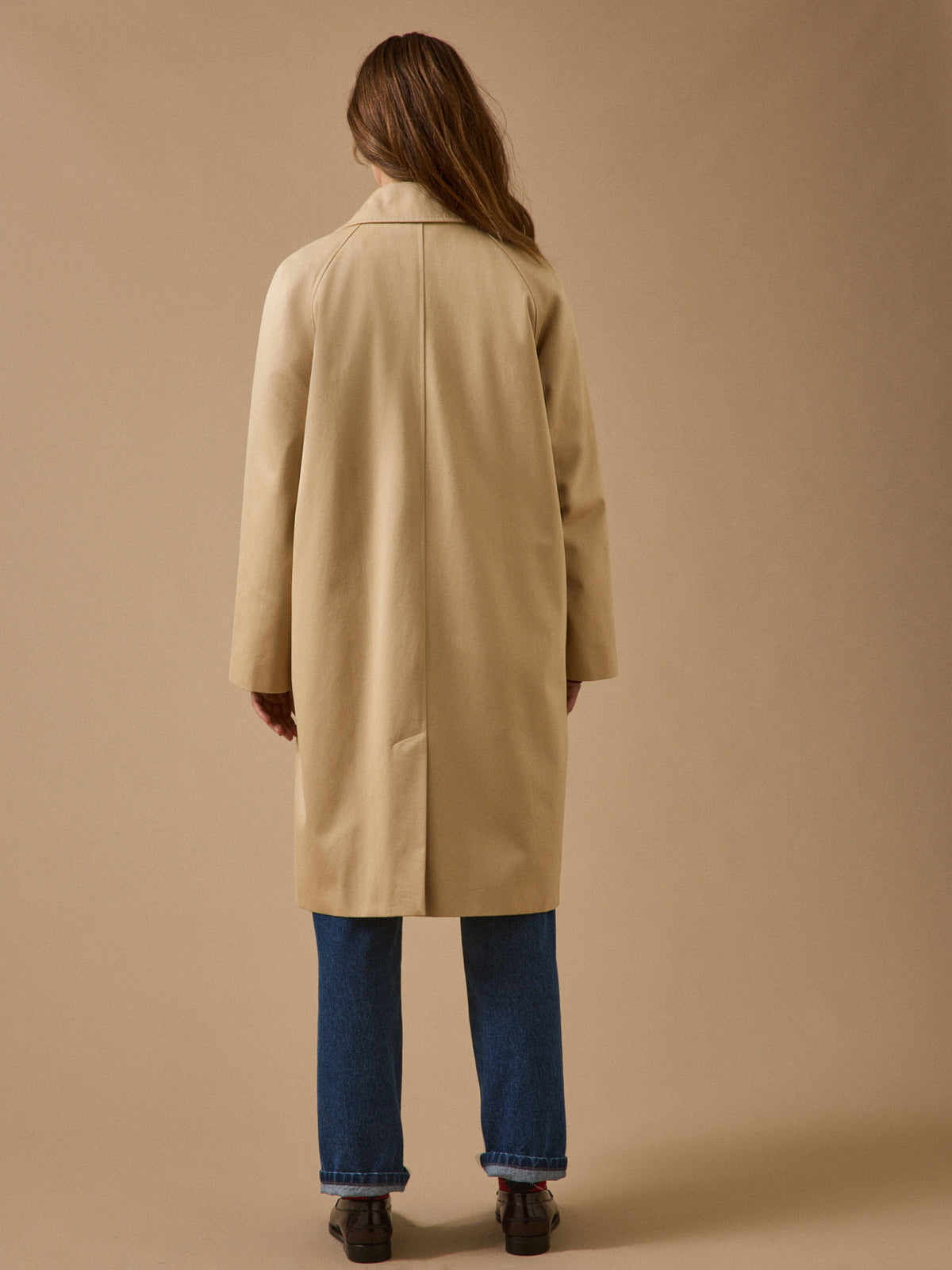 Women's long organic cotton trench coat