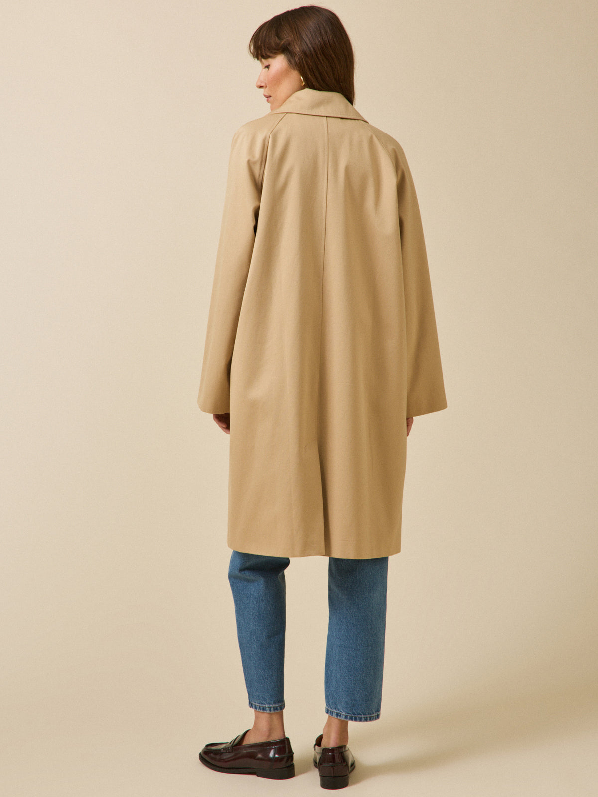 Women's long organic cotton trench coat