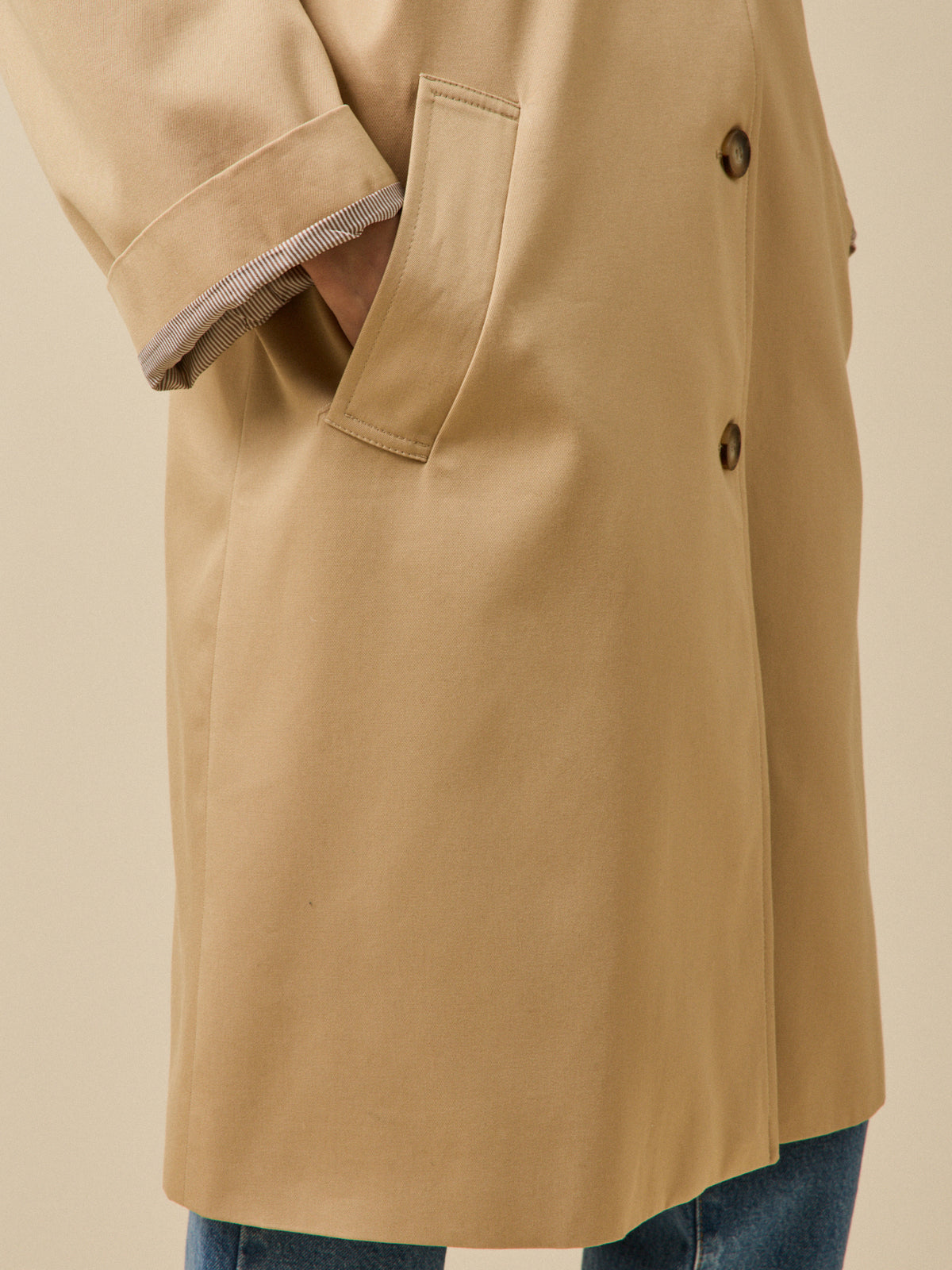 Women's long organic cotton trench coat