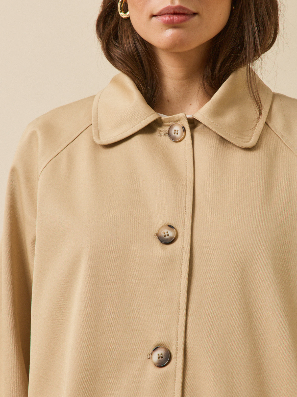 Women's long organic cotton trench coat