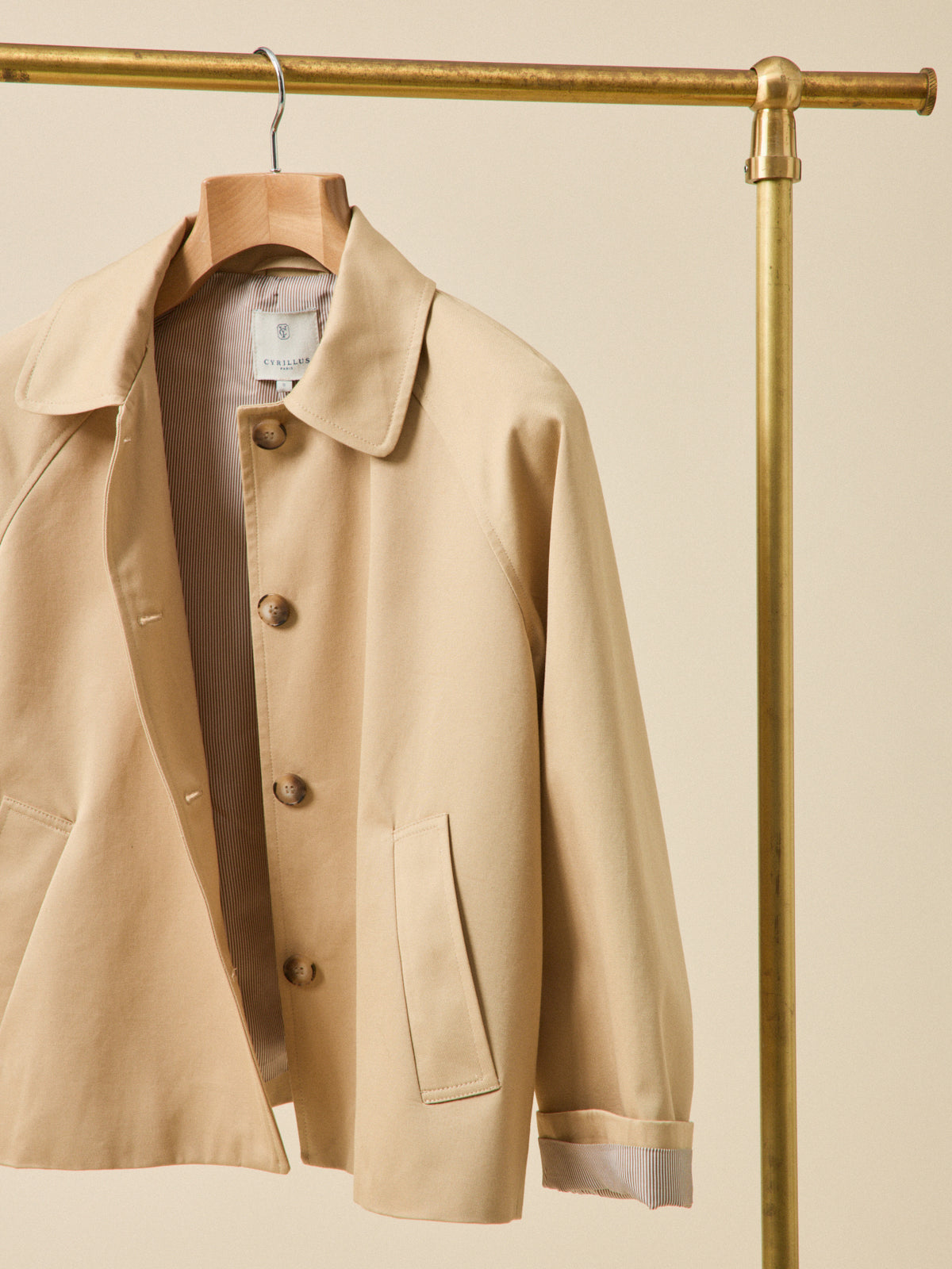 Women's short organic cotton trench coat