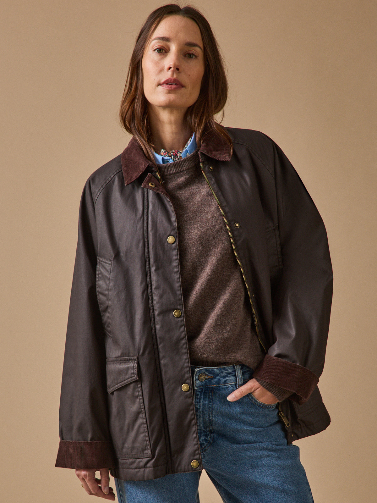 Veste femme coton enduit