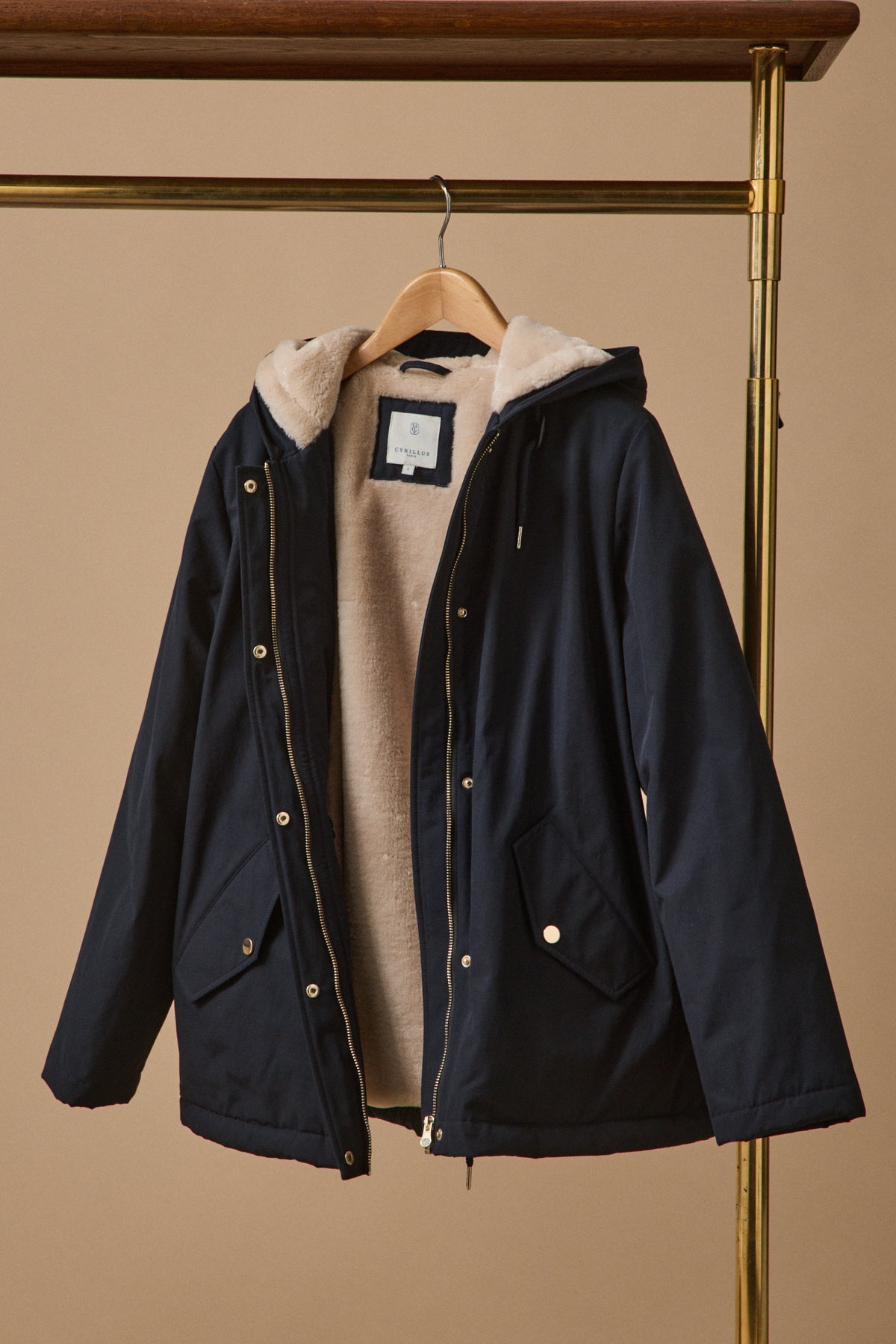 Parka courte femme doublée imitation fourrure