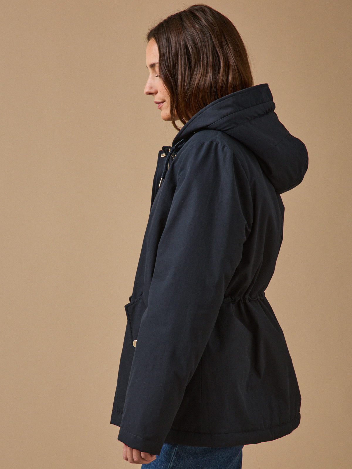 Parka courte femme doublée imitation fourrure