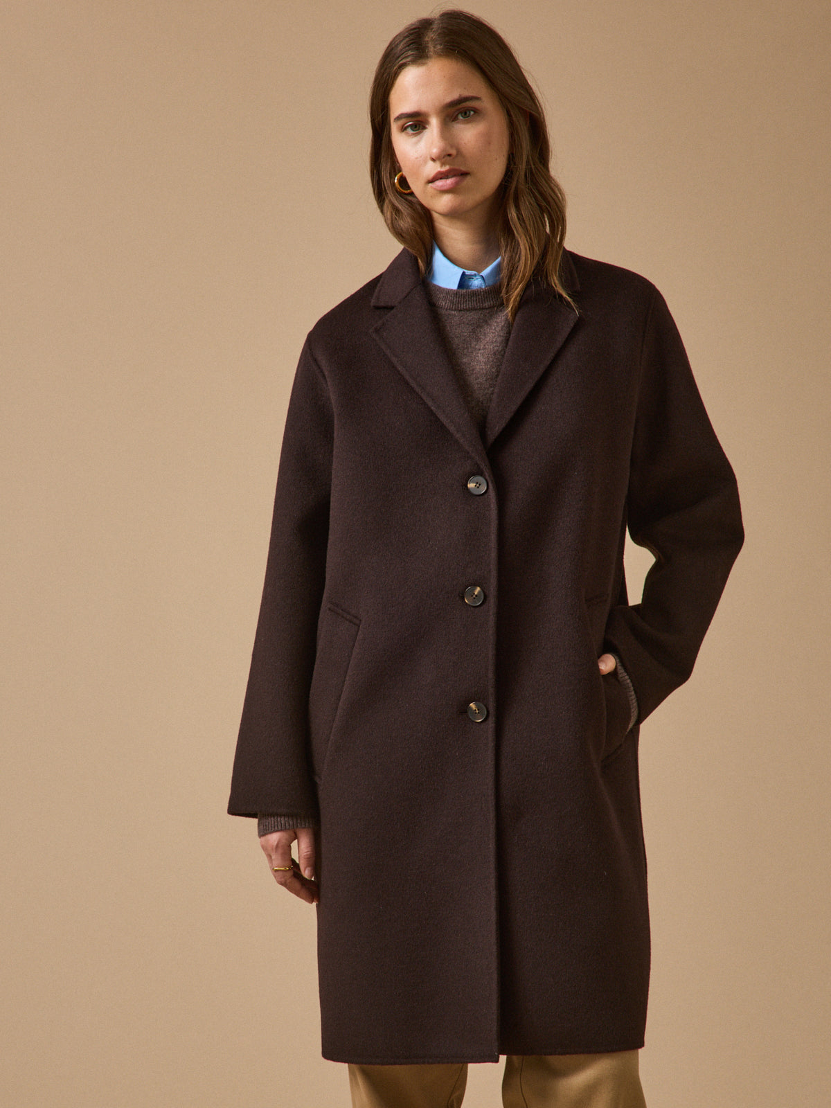 Manteau mi-long lainage double face femme