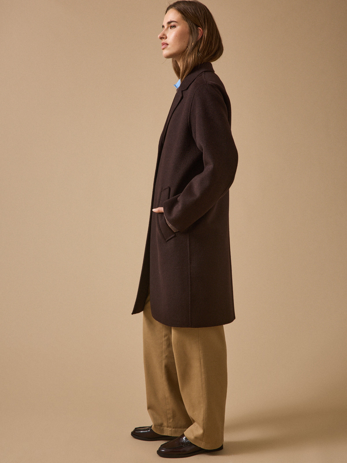Manteau mi-long lainage double face femme
