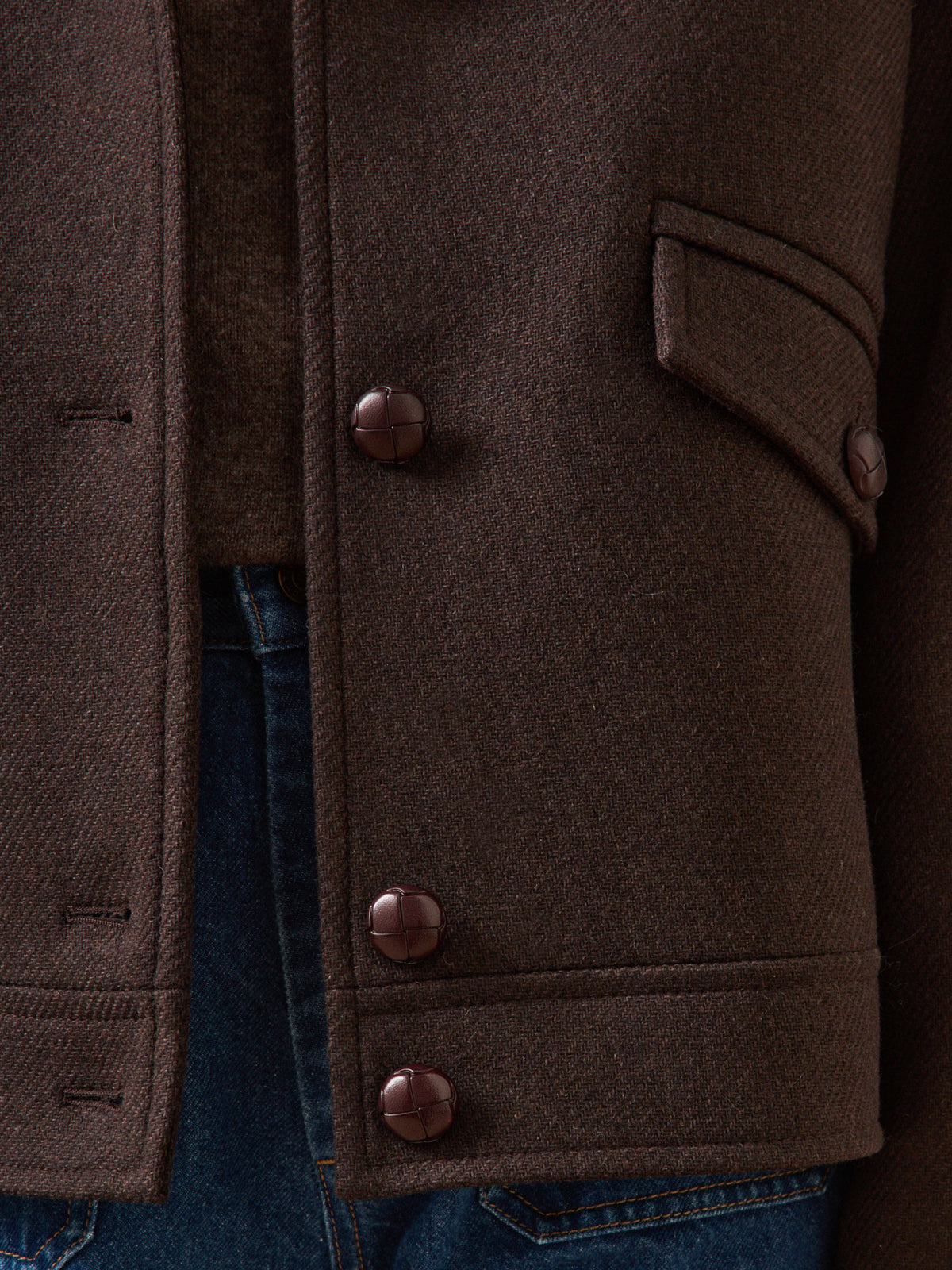 Women's solid-color short woolen coat