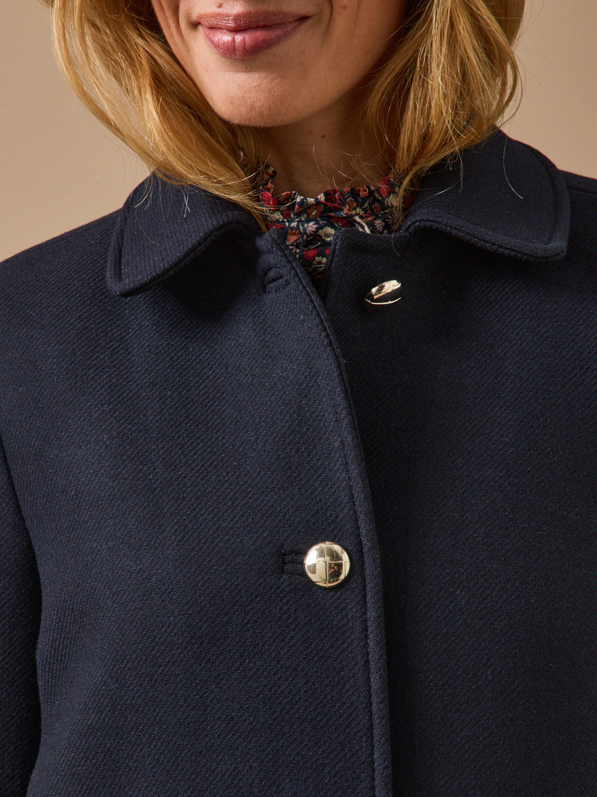 Manteau droit lainage uni femme