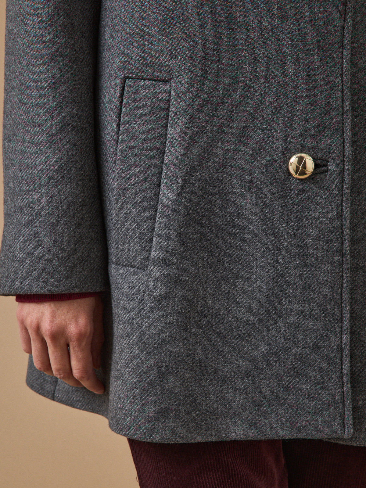 Manteau droit lainage uni femme