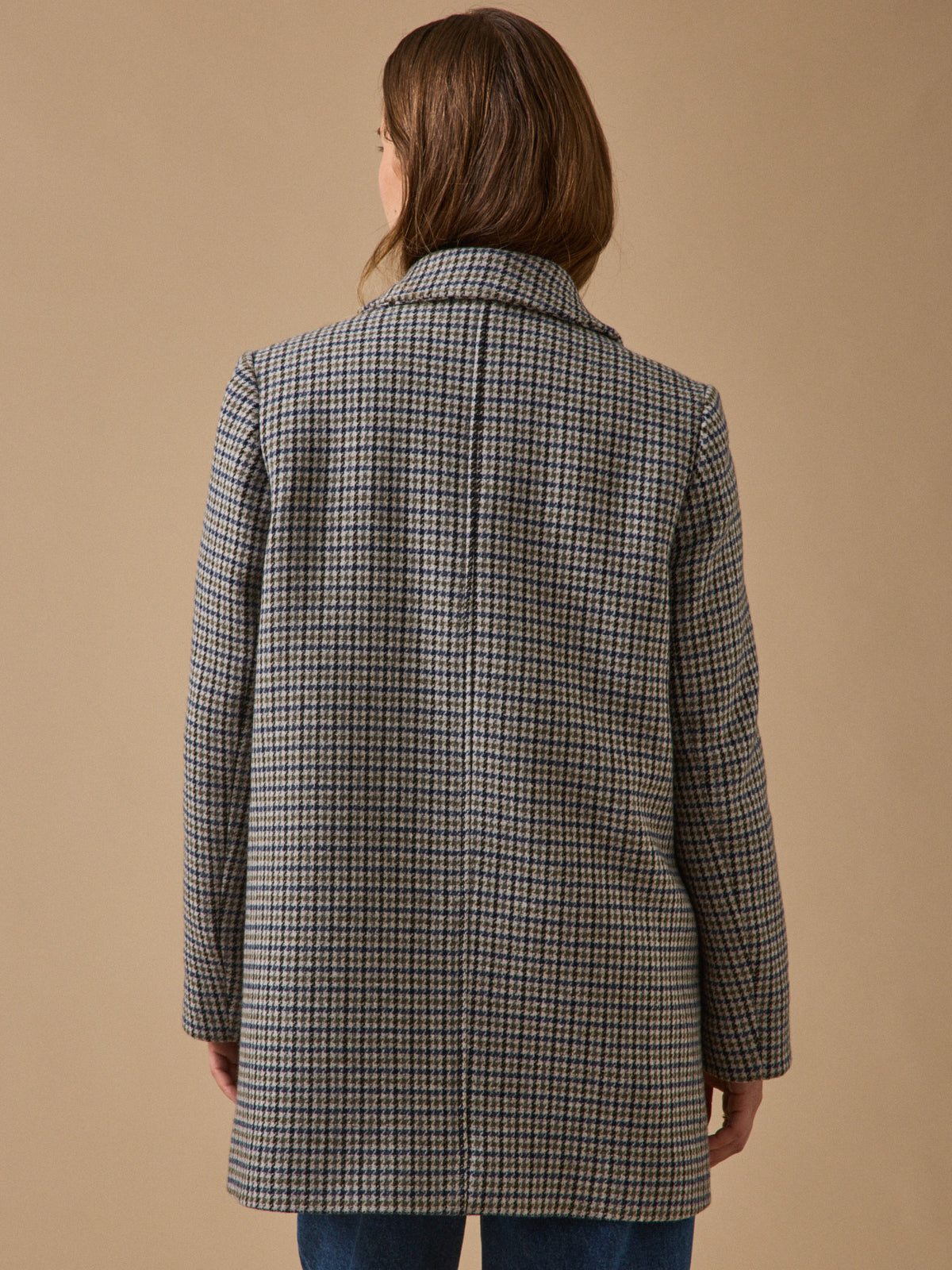 Women's houndstooth woolen coat