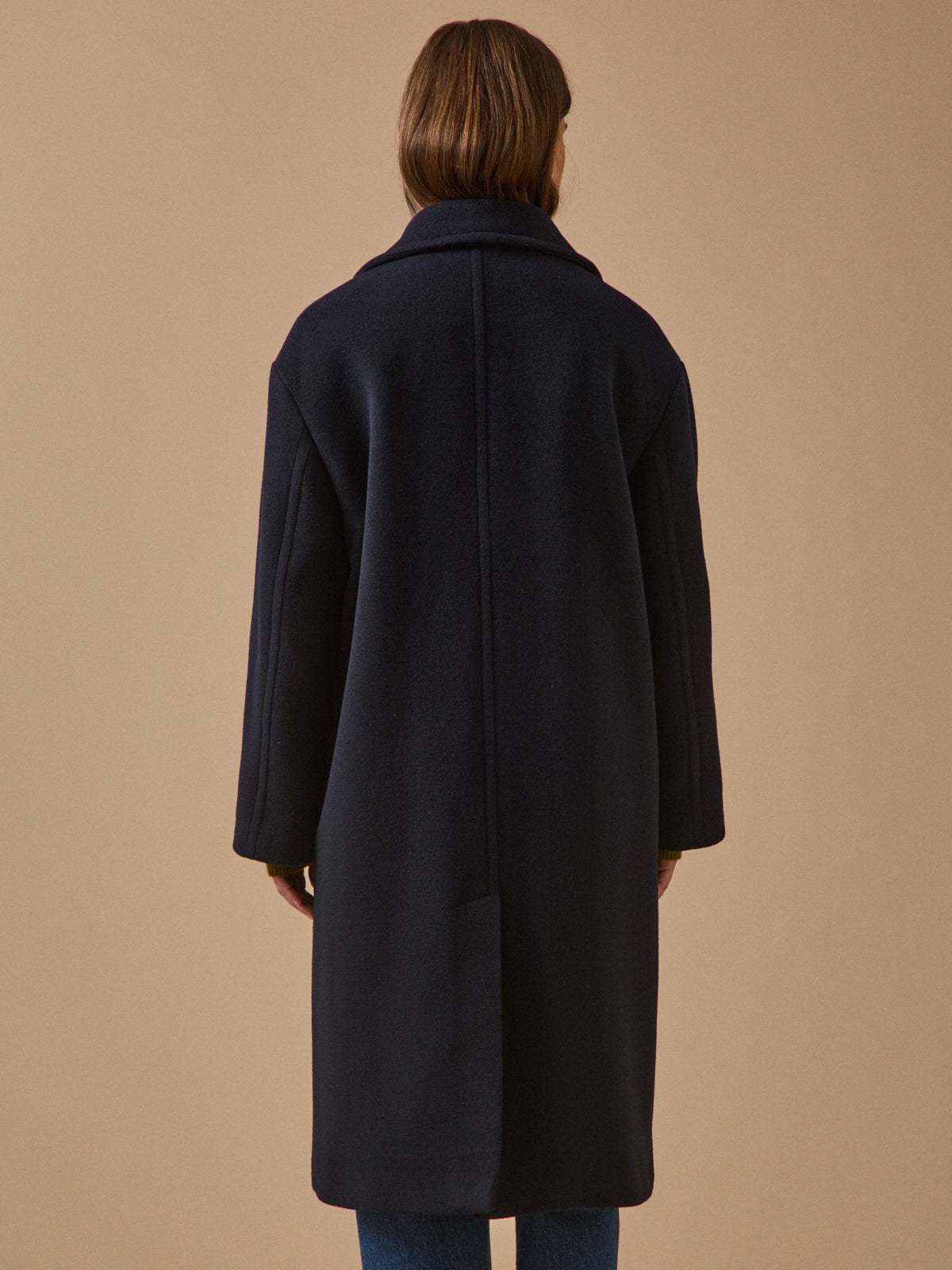 Manteau long lainage uni femme