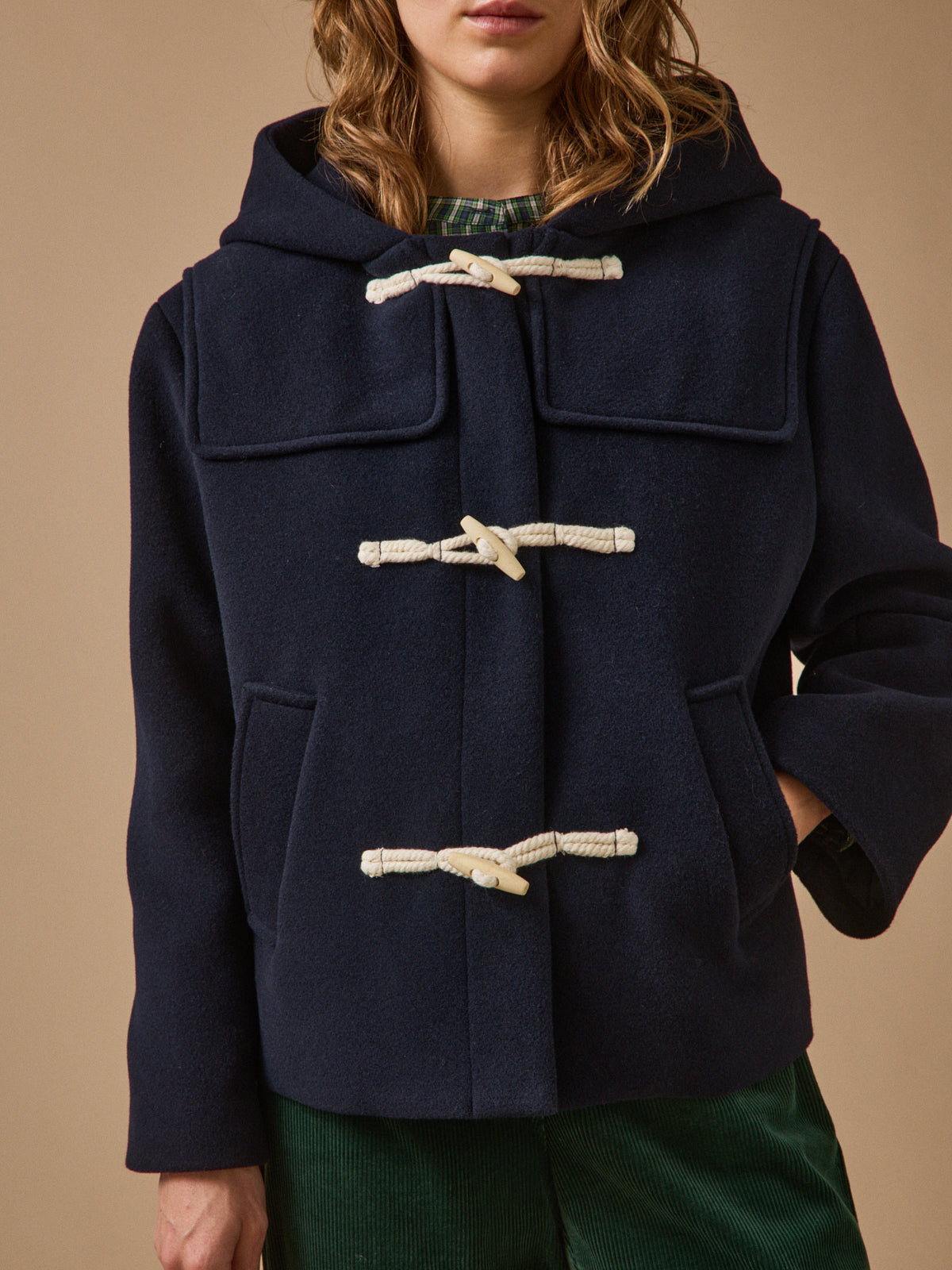 Women's short woolen pea coat