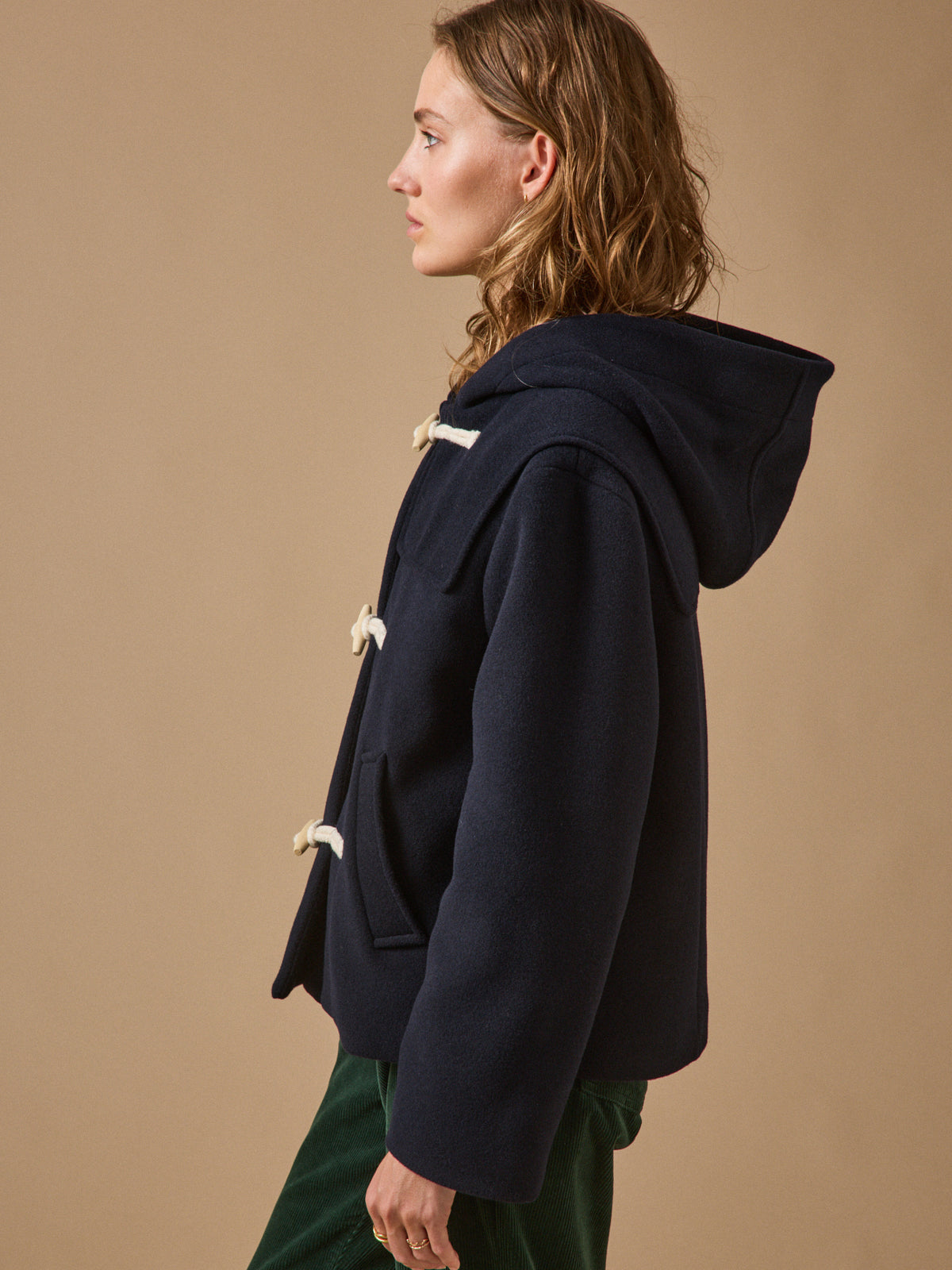 Women's short woolen pea coat