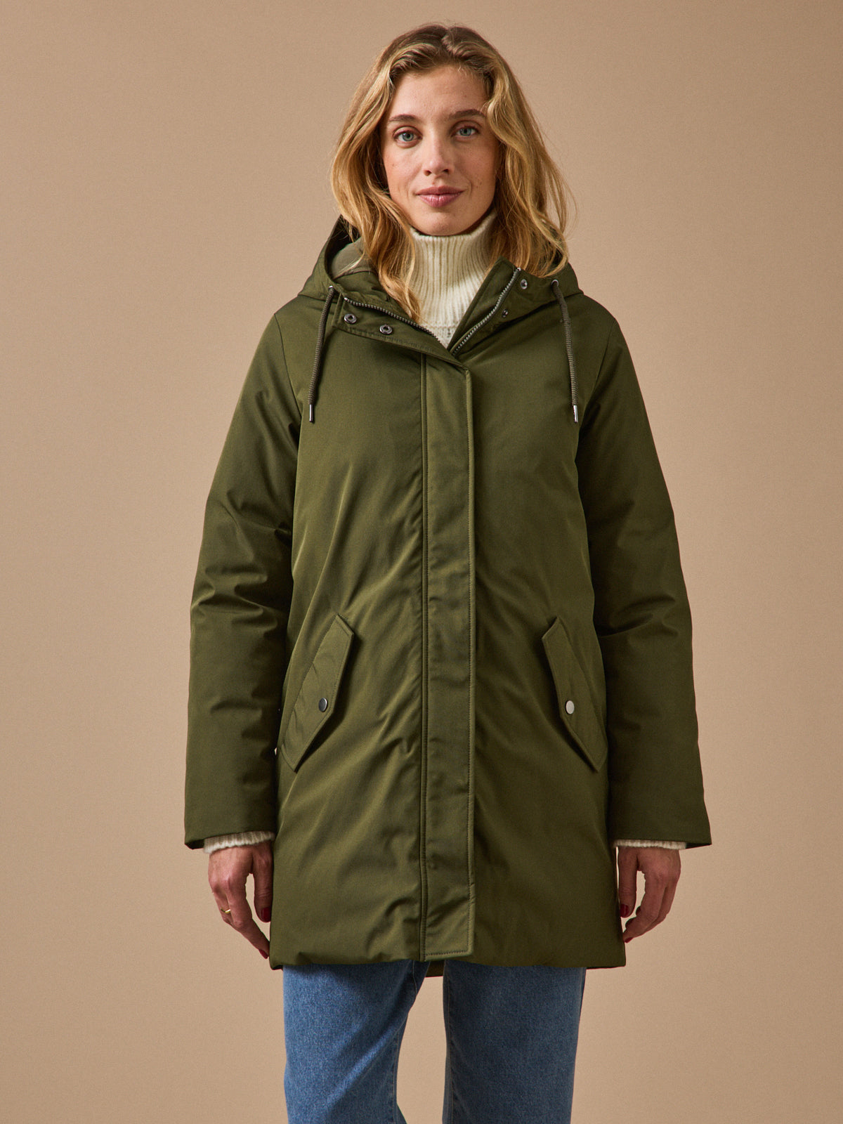 Women's long quilted parka