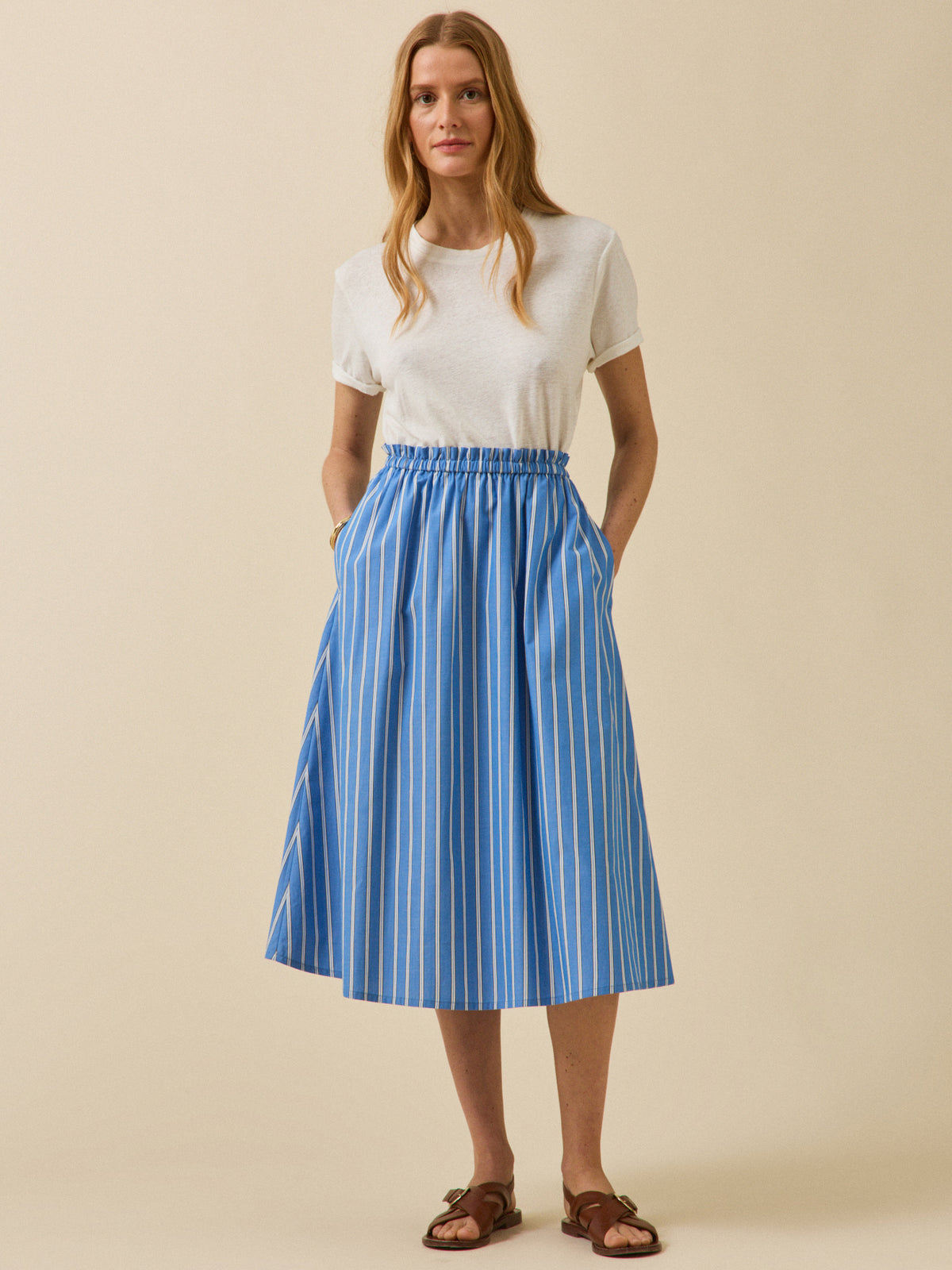 Jupe longue coton rayé femme