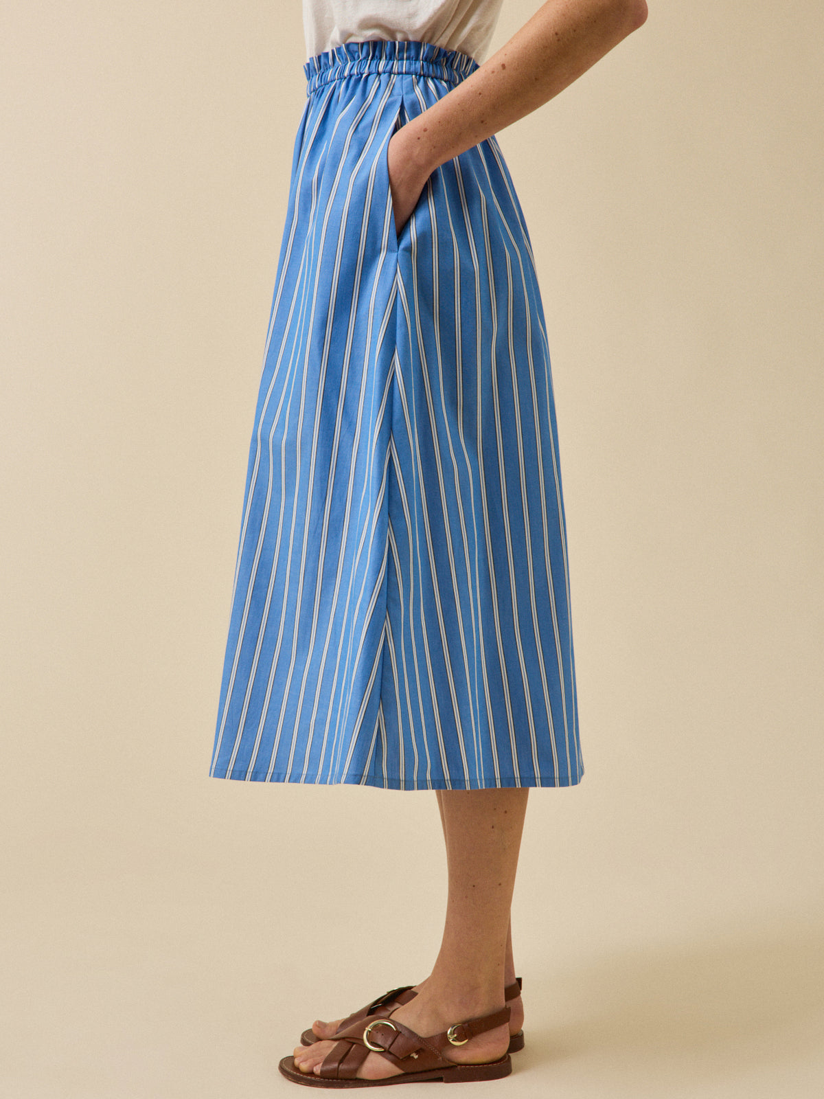 Jupe longue coton rayé femme
