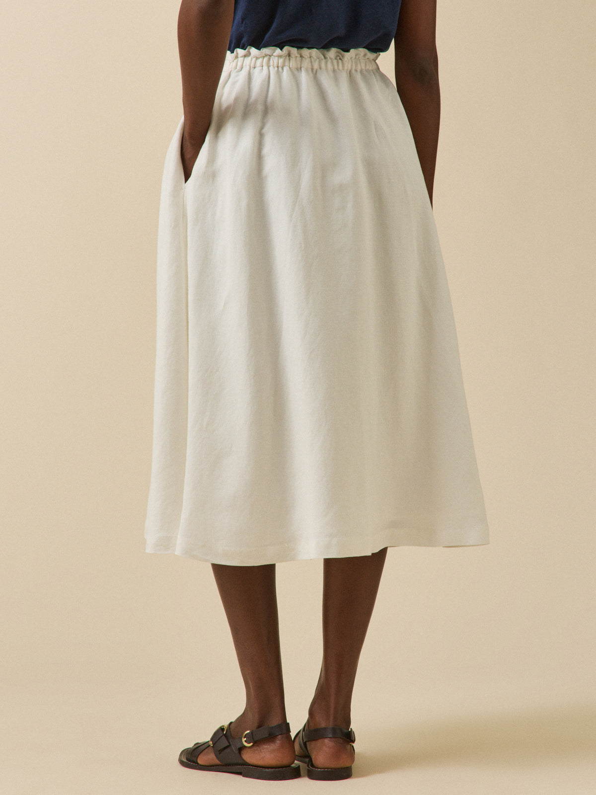 Women's mid-length linen and viscose skirt