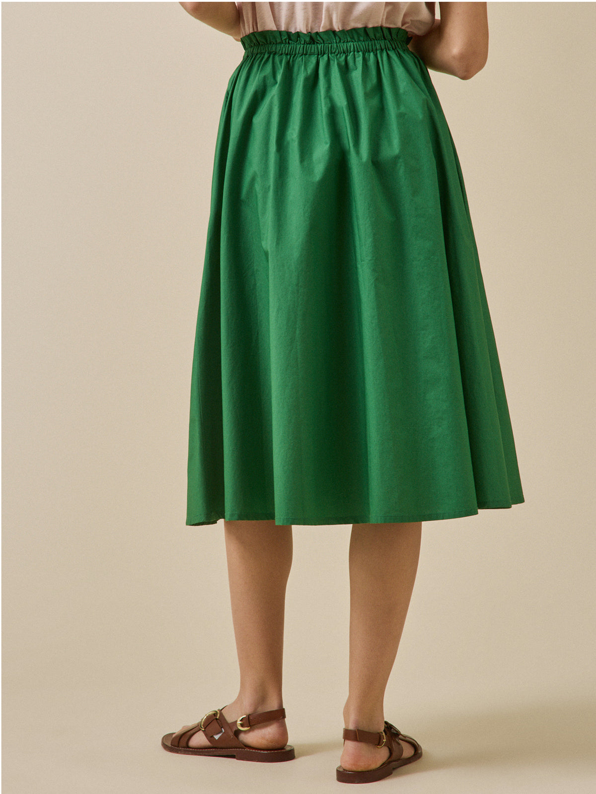 Women's mid-length paper poplin skirt