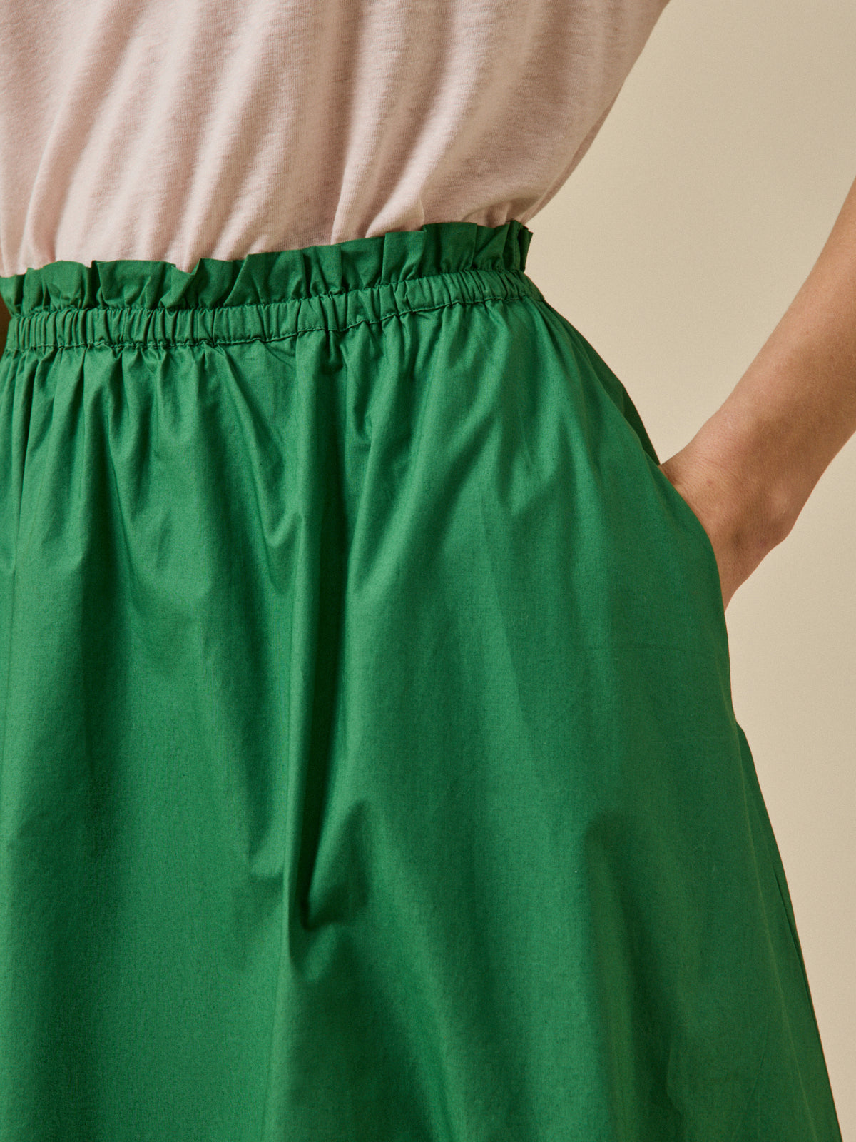 Women's mid-length paper poplin skirt