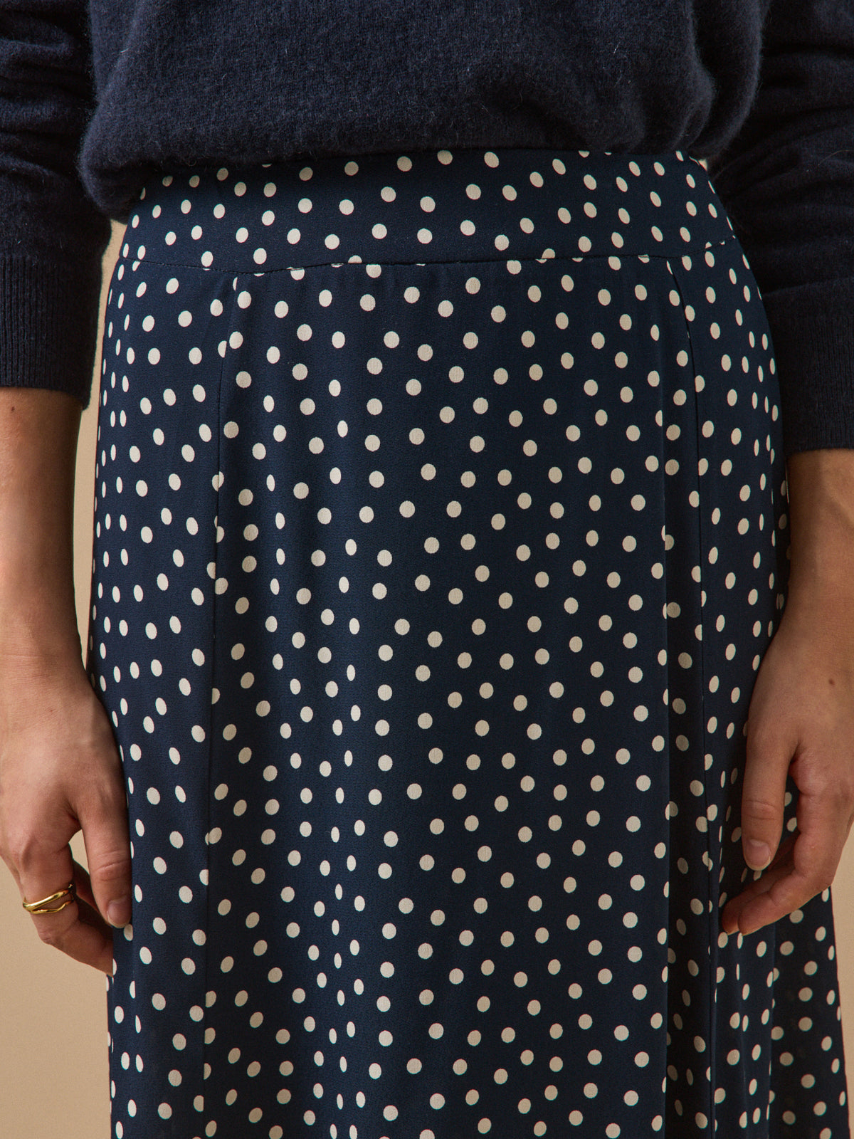 Jupe mi-longue femme imprimé pois