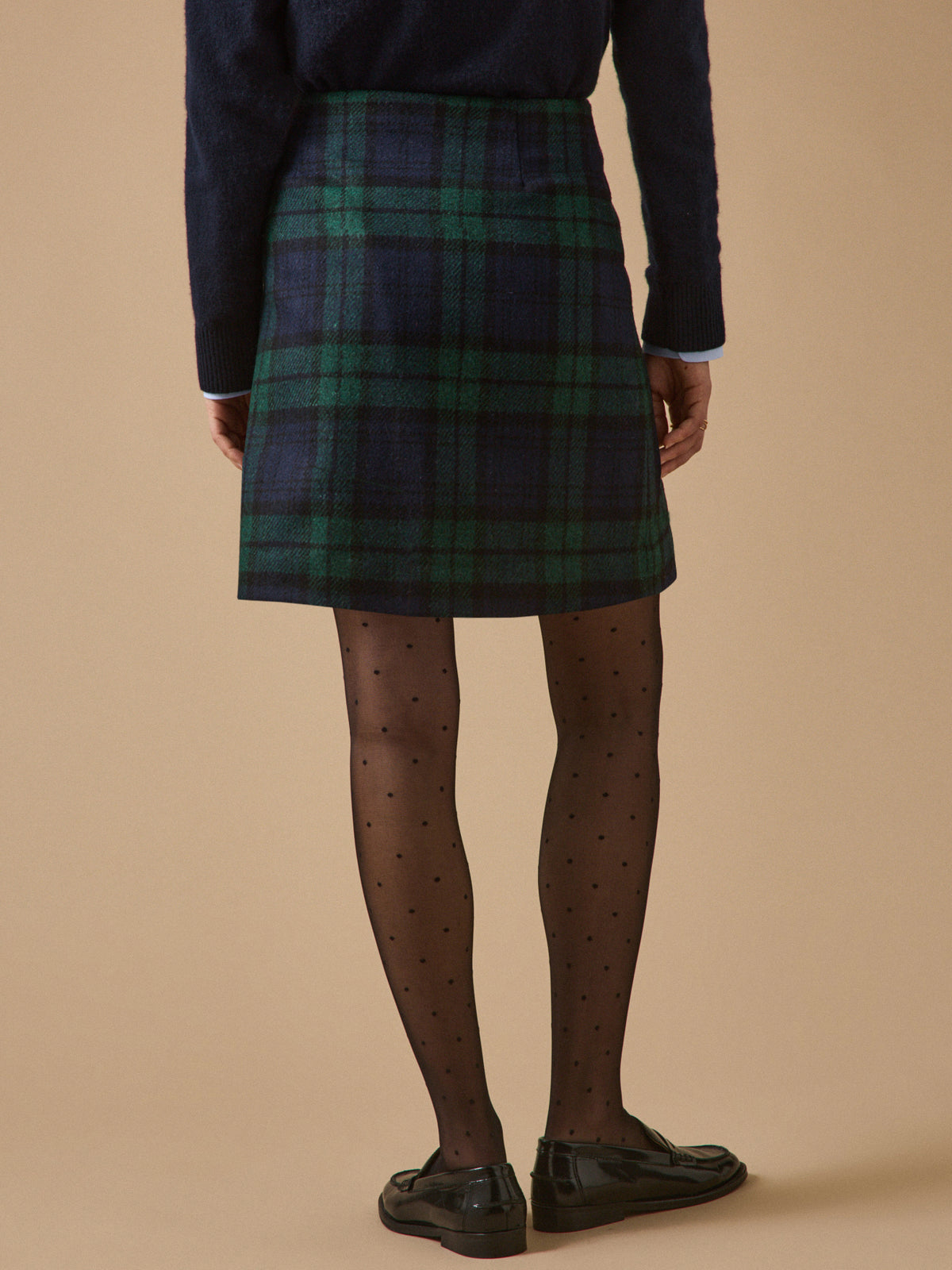 Women's short tartan plaid wool skirt