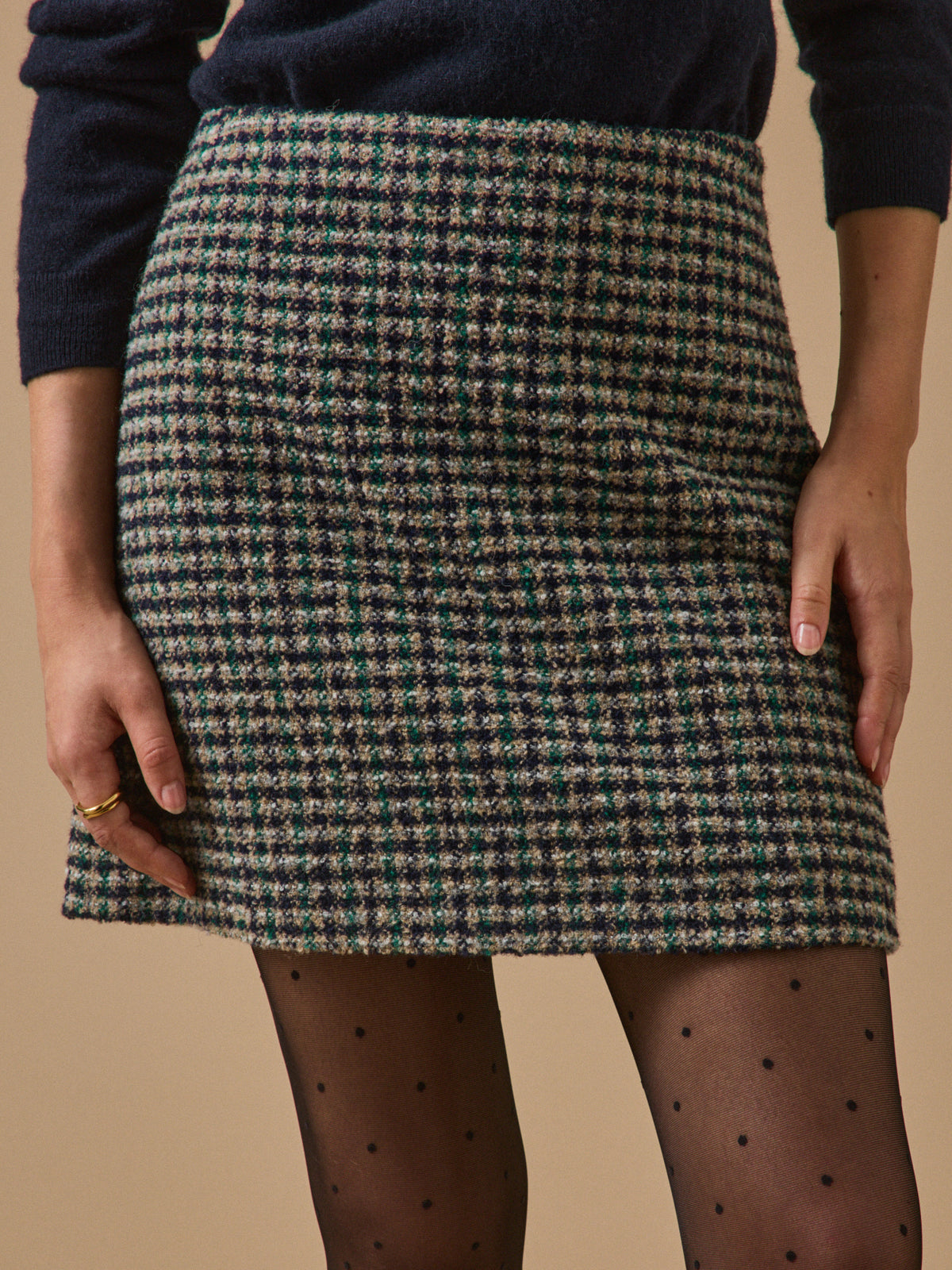 Jupe courte tweed carreaux femme