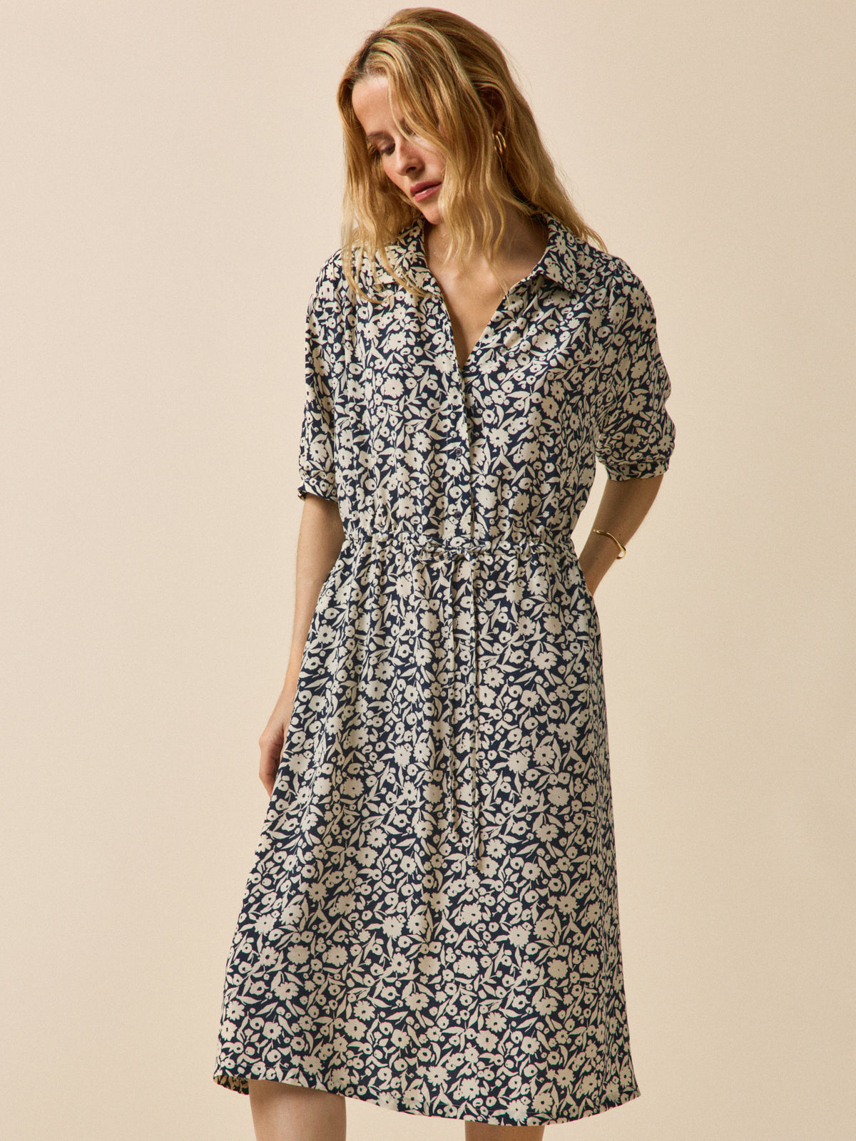Robe mi-longue rétro femme imprimé Enea