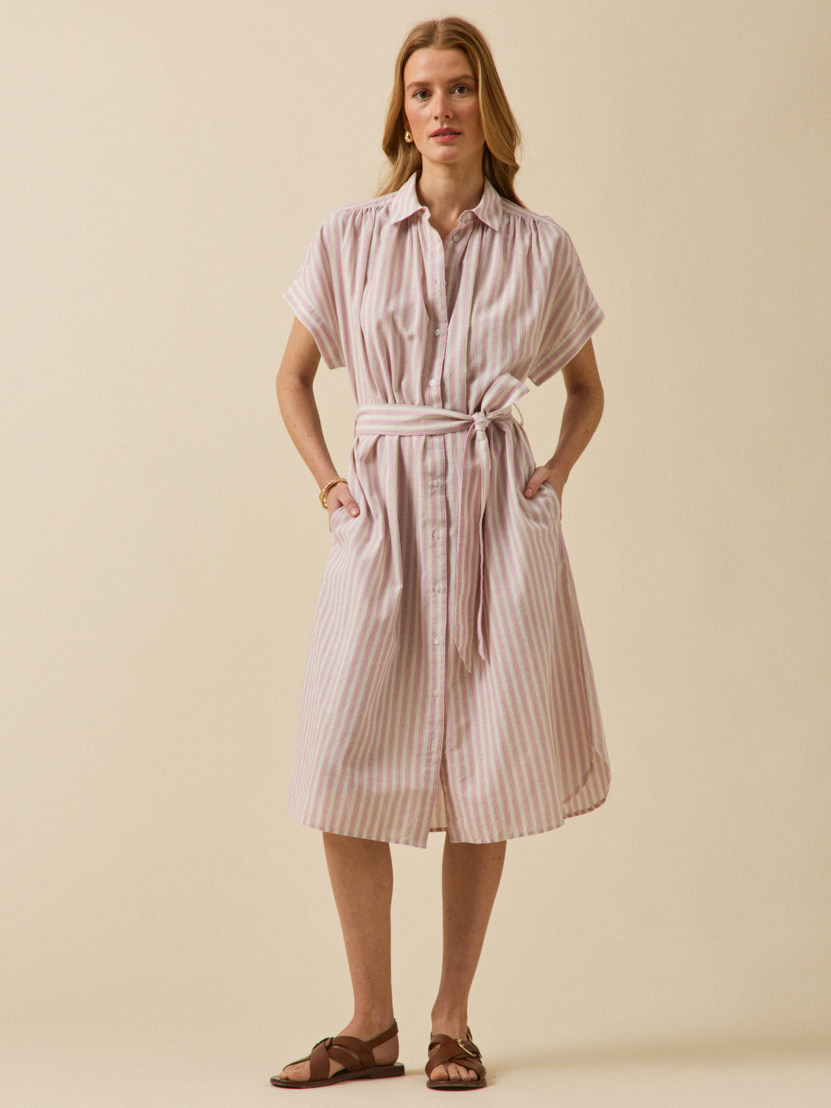 Robe sans manches femme coton rayé