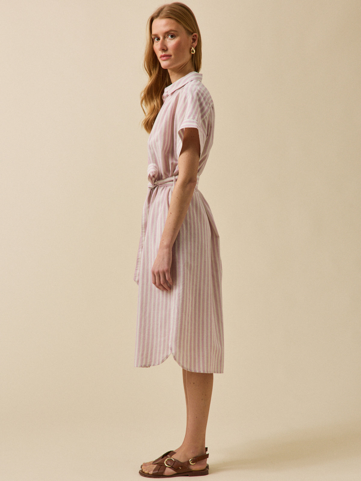 Robe sans manches femme coton rayé