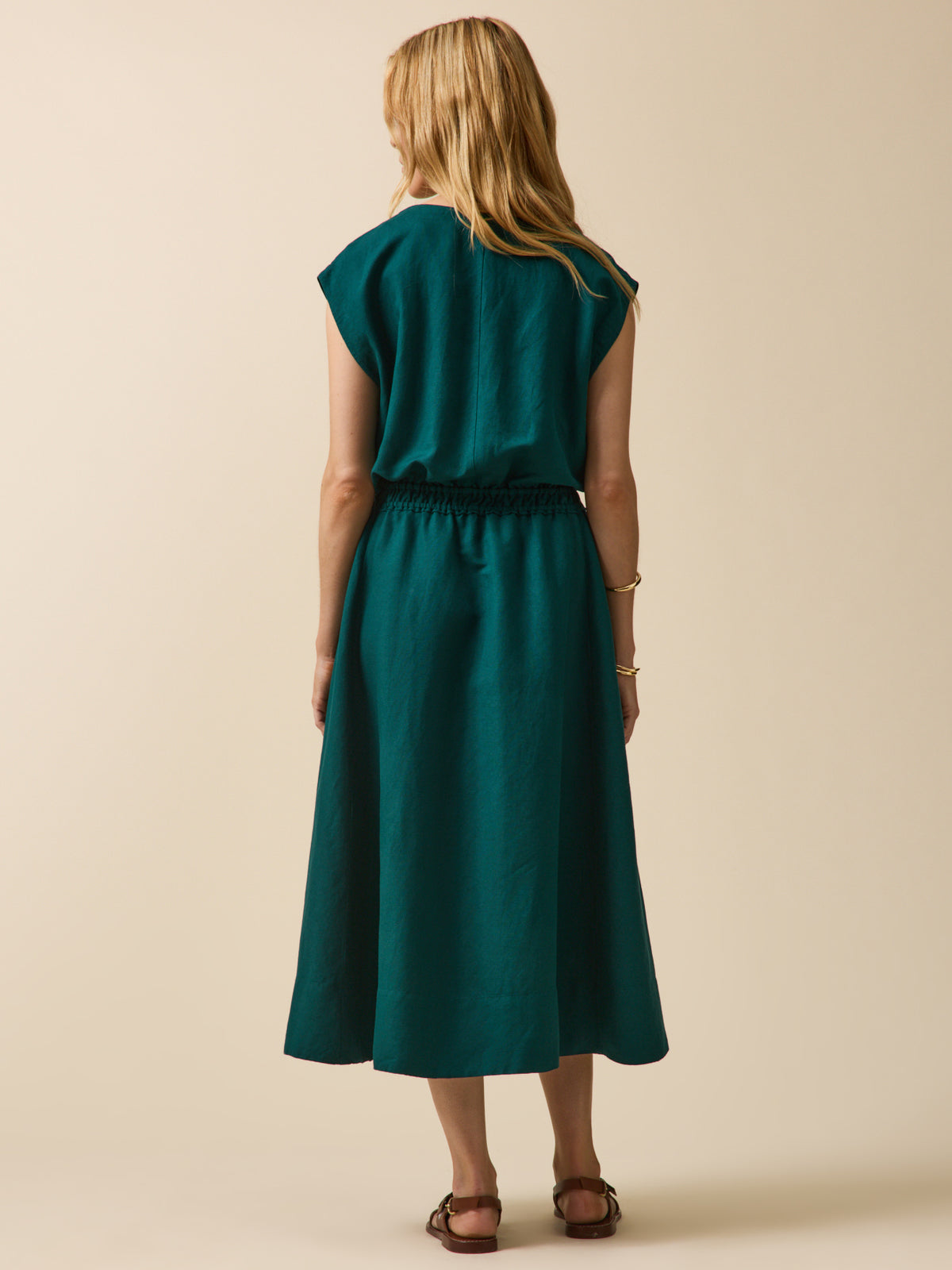 Women's sleeveless linen and viscose dress